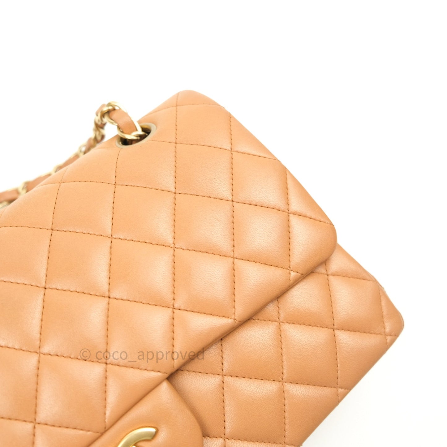 Chanel Classic M/L Beige Lambskin Gold Hardware