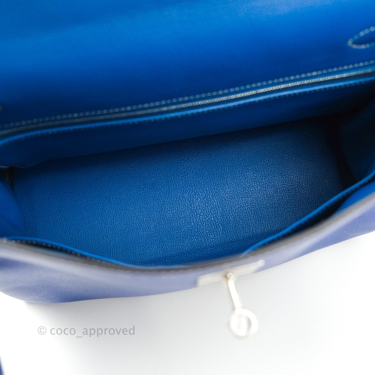 Hermès Kelly 32 Bleu Electrique Epsom Palladium Hardware
