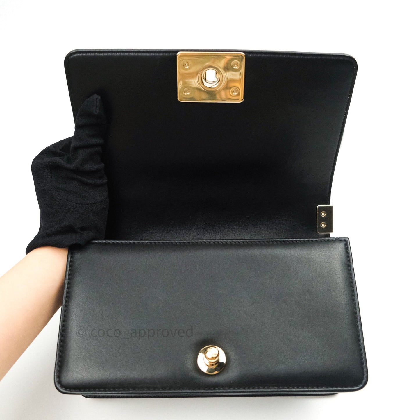 Chanel Small Boy Chevron Black Lambskin Gold Hardware
