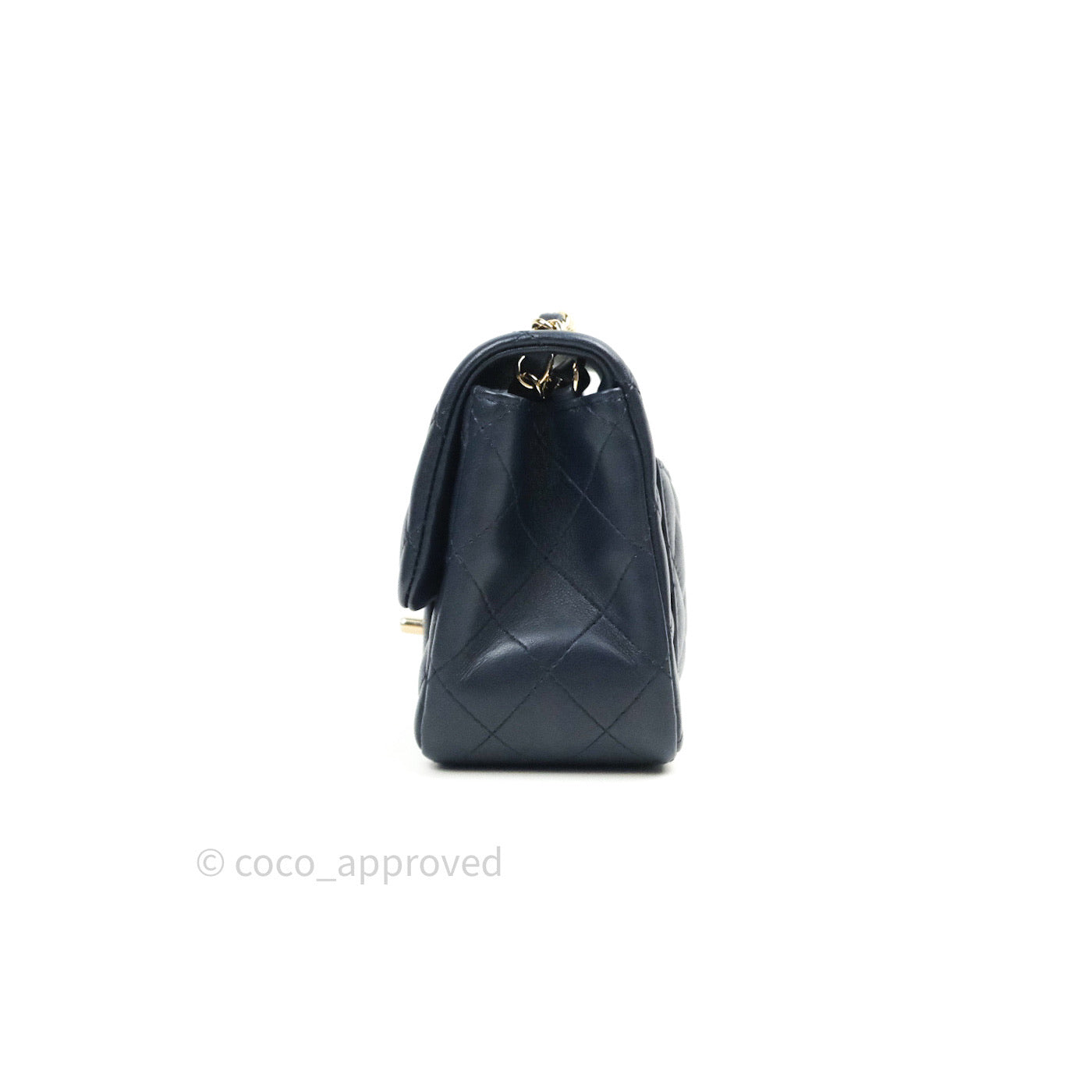 Chanel Mini Square Navy Lambskin Gold Hardware