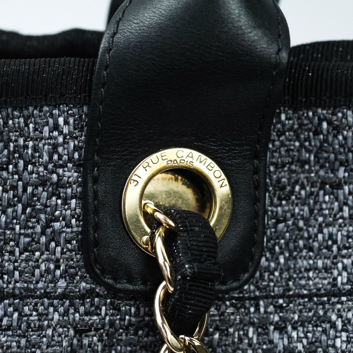 Chanel Large Deauville Charcoal Grey Canvas
