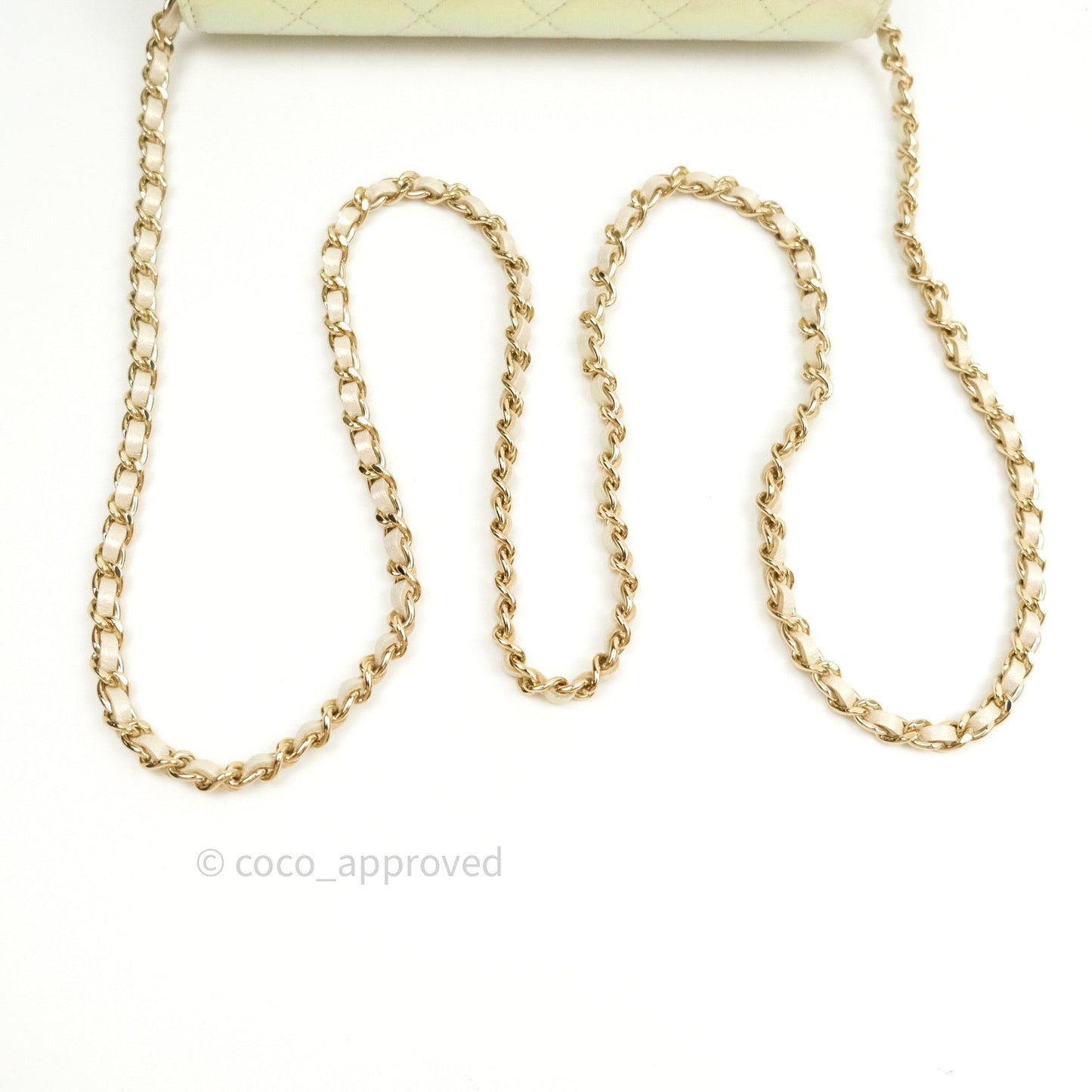 Chanel Quilted Wallet on Chain WOC Iridescent Ivory Gold Hardware 20A