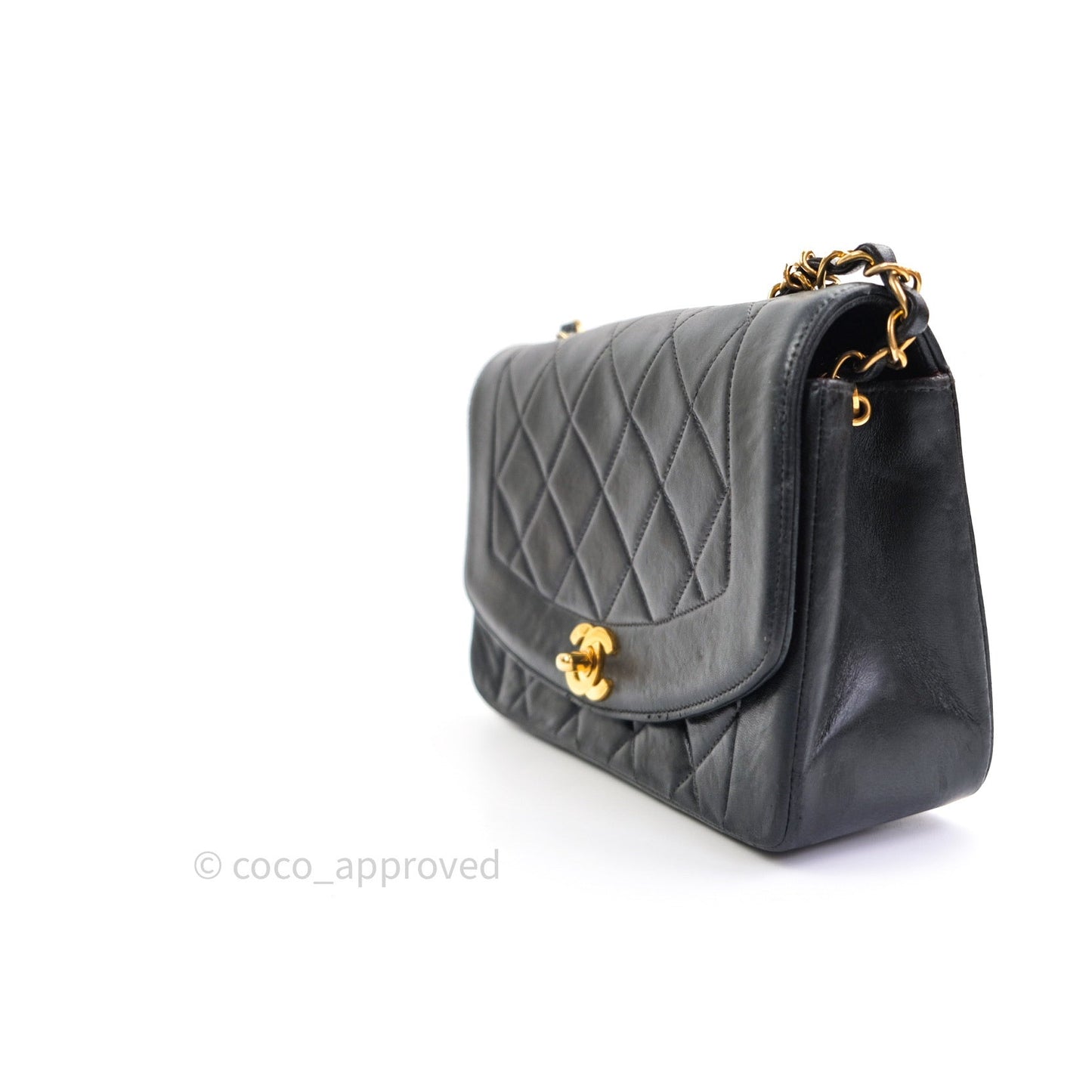 Chanel Black Quilted Lambskin Small Vintage Classic Diana Flap Bag