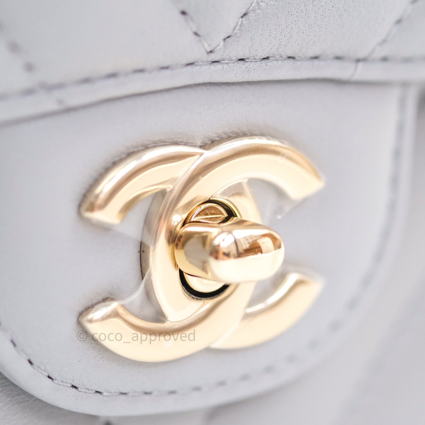 Chanel Quilted Mini Rectangular Grey Lambskin Gold Hardware