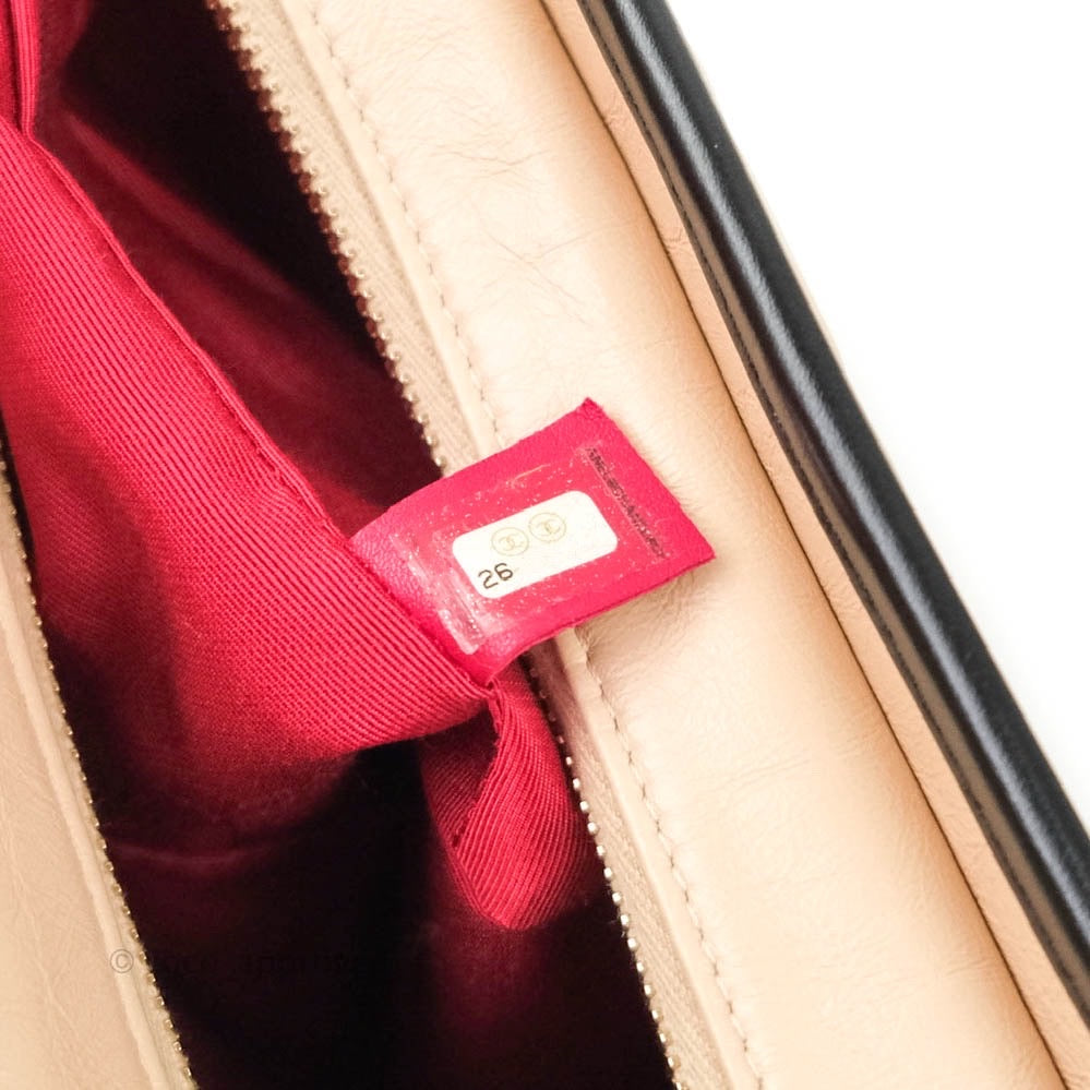 Chanel Medium Gabrielle Beige Black Aged Calfskin