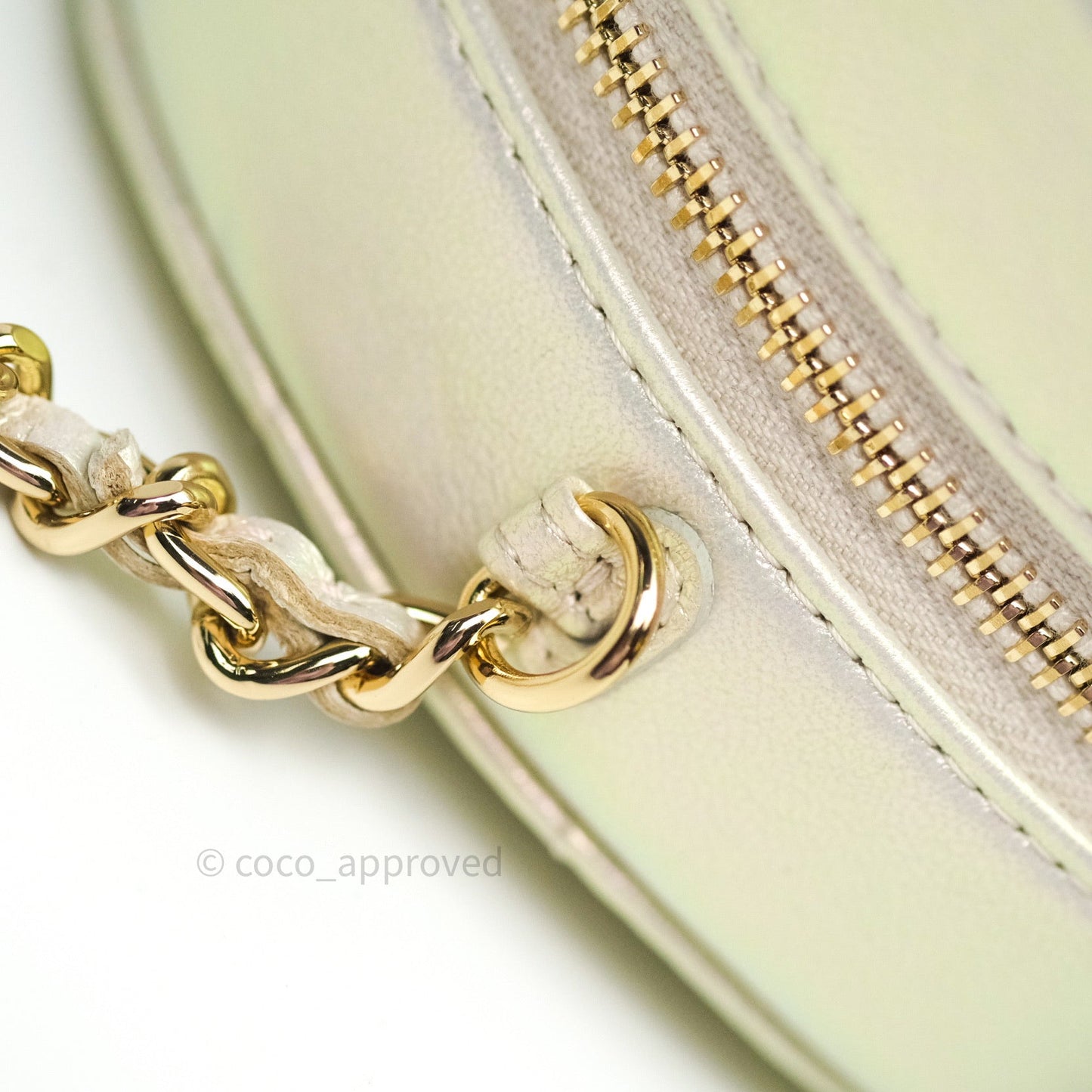 Chanel Round Circle Bag Iridescent Ivory Gold Hardware