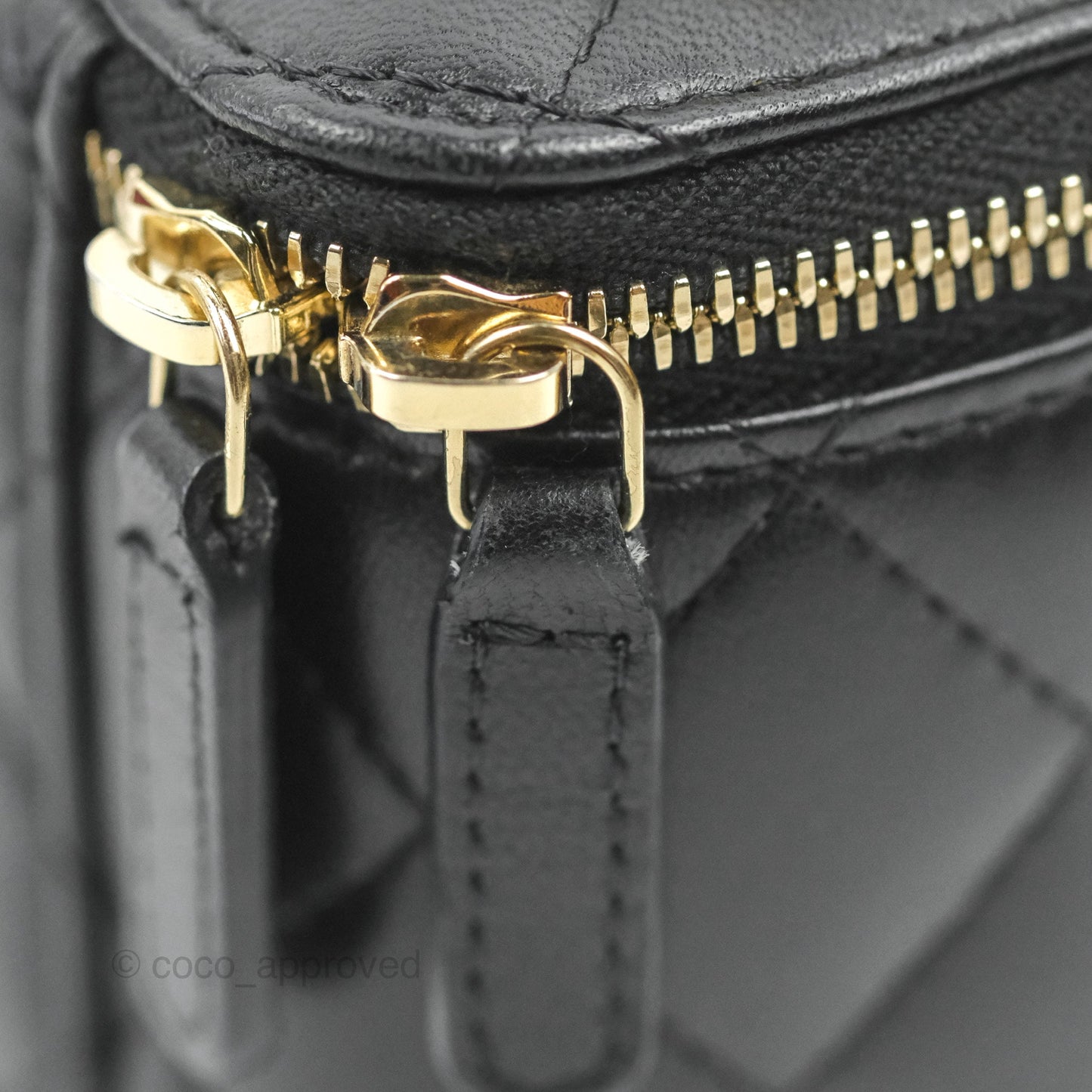 Chanel Mini Top Handle Vanity With Chain Black Lambskin Gold Hardware