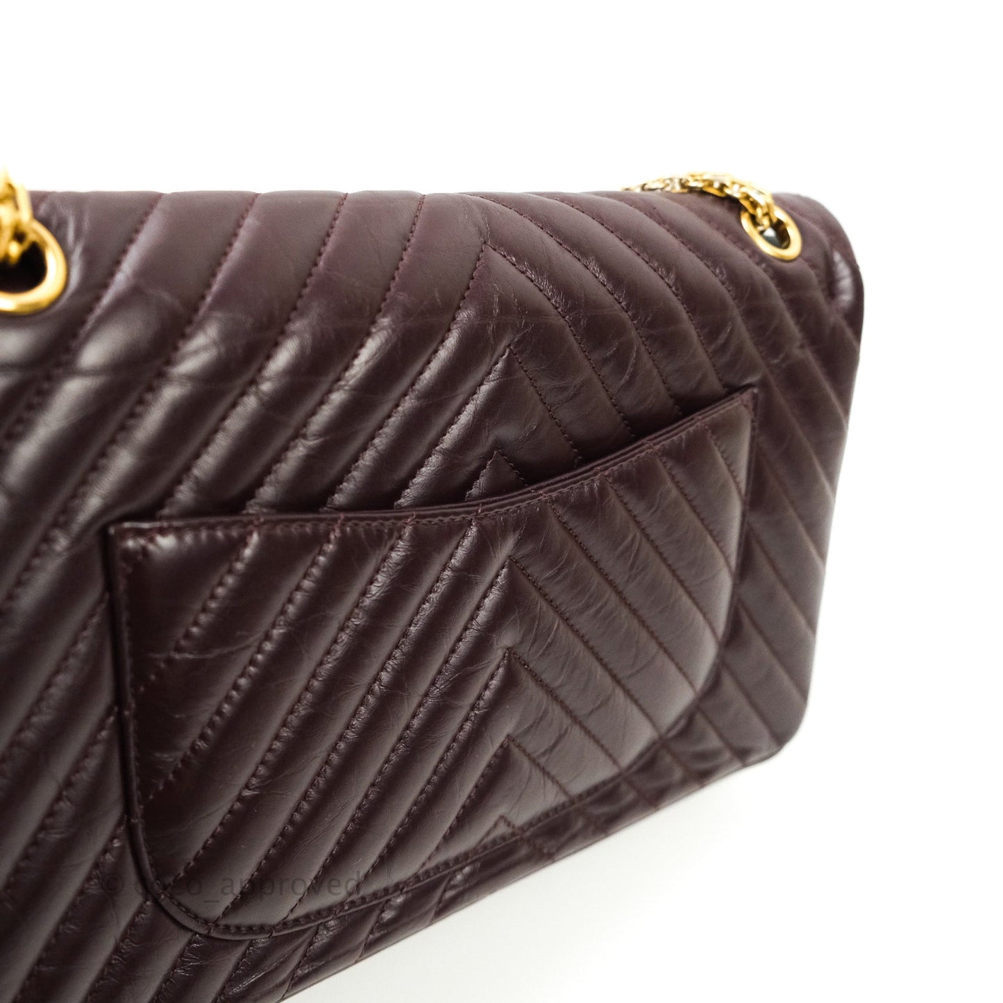 Chanel Reissue Chevron Dark Red Burgundy Aged Calfskin Gold Hardware 226
