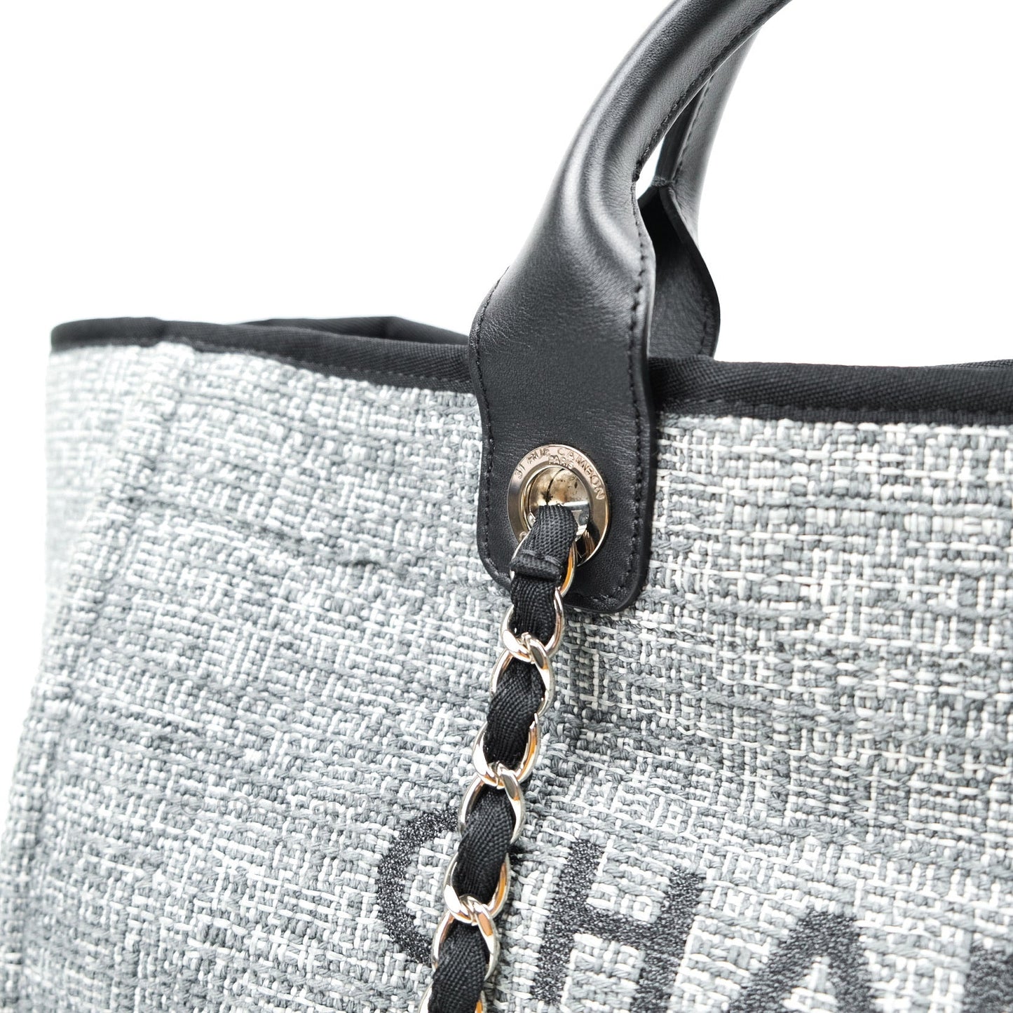 Chanel Large Deauville Charcoal Grey Canvas