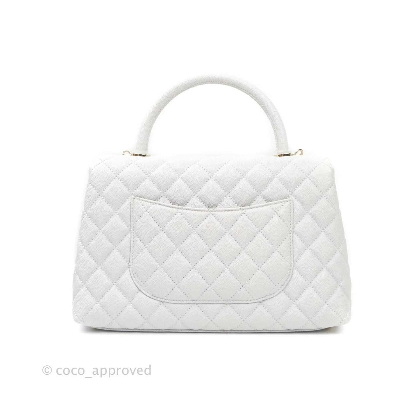 Chanel Small Coco Handle Quilted Light Grey Light Gold Hardware