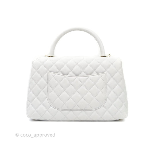 Chanel Small Coco Handle Quilted Light Grey Light Gold Hardware