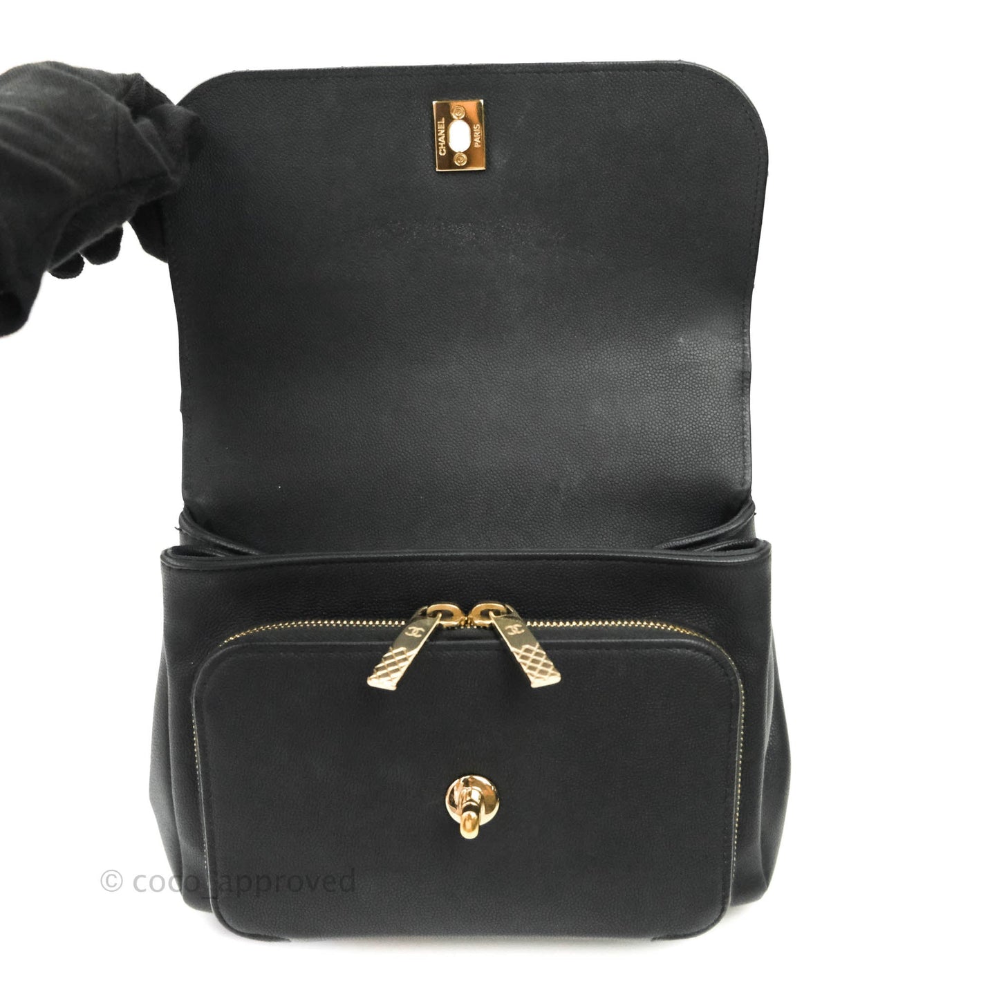 Chanel Quilted Medium Business Affinity Flap Black Caviar Light Gold Hardware