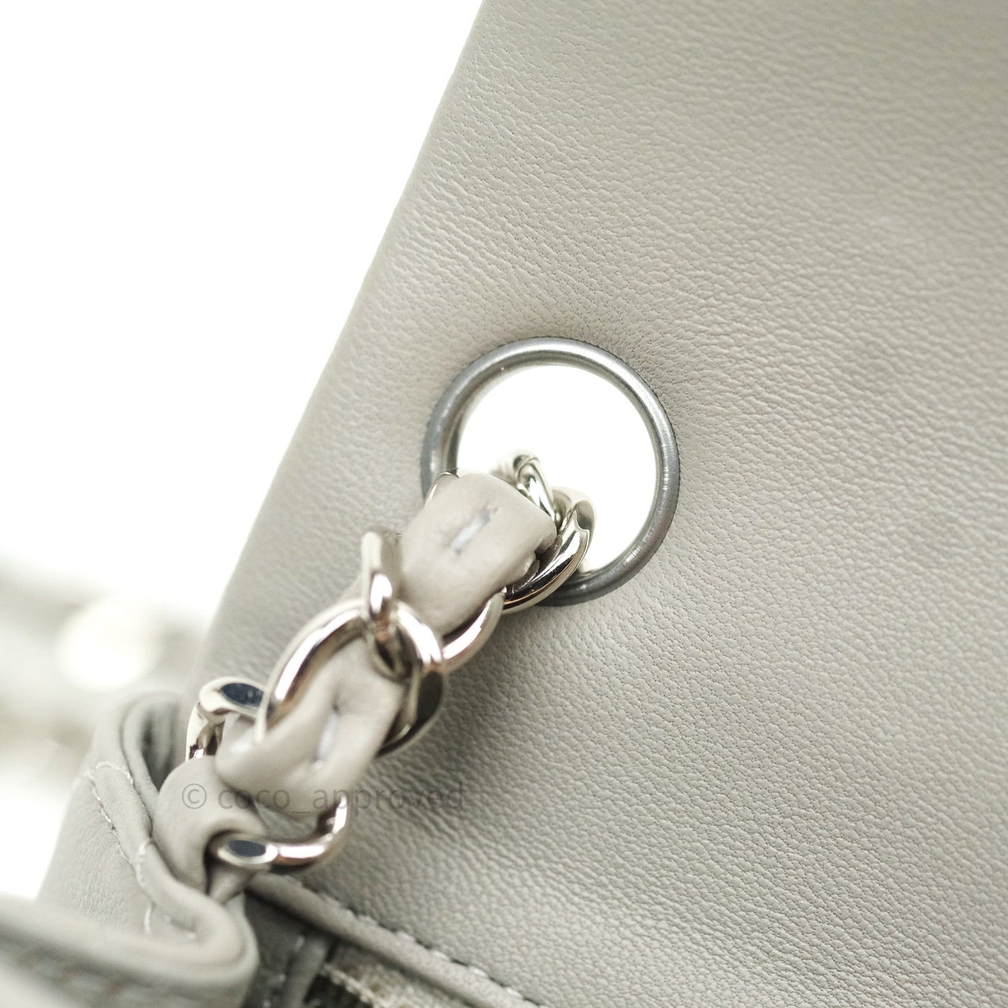 Chanel Mini Square Grey Lambskin Silver Hardware 19B