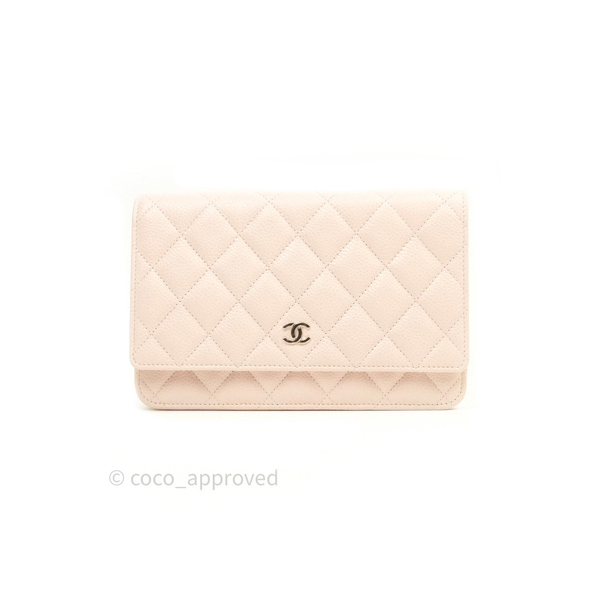 Chanel Quilted Wallet on Chain WOC Sakura Pink Caviar Silver Hardware