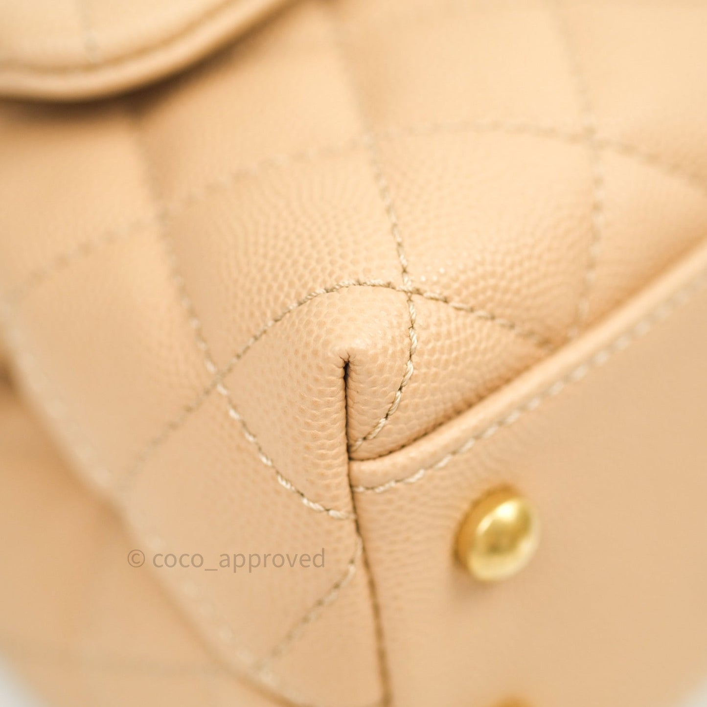 Chanel Mini Coco Handle Quilted Beige Caviar Gold Hardware Lizard Embossed Handle
