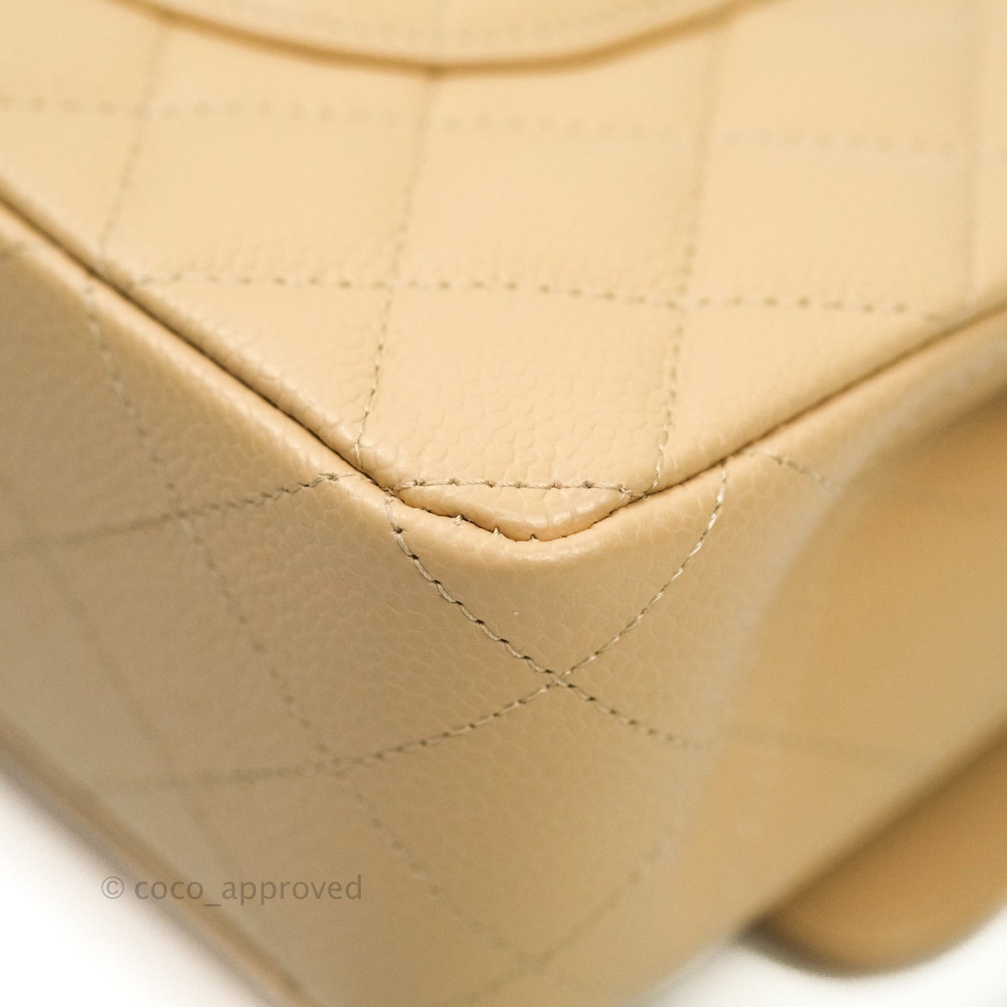 Chanel Classic M/L Medium Double Flap Bag Beige Caviar Gold Hardware