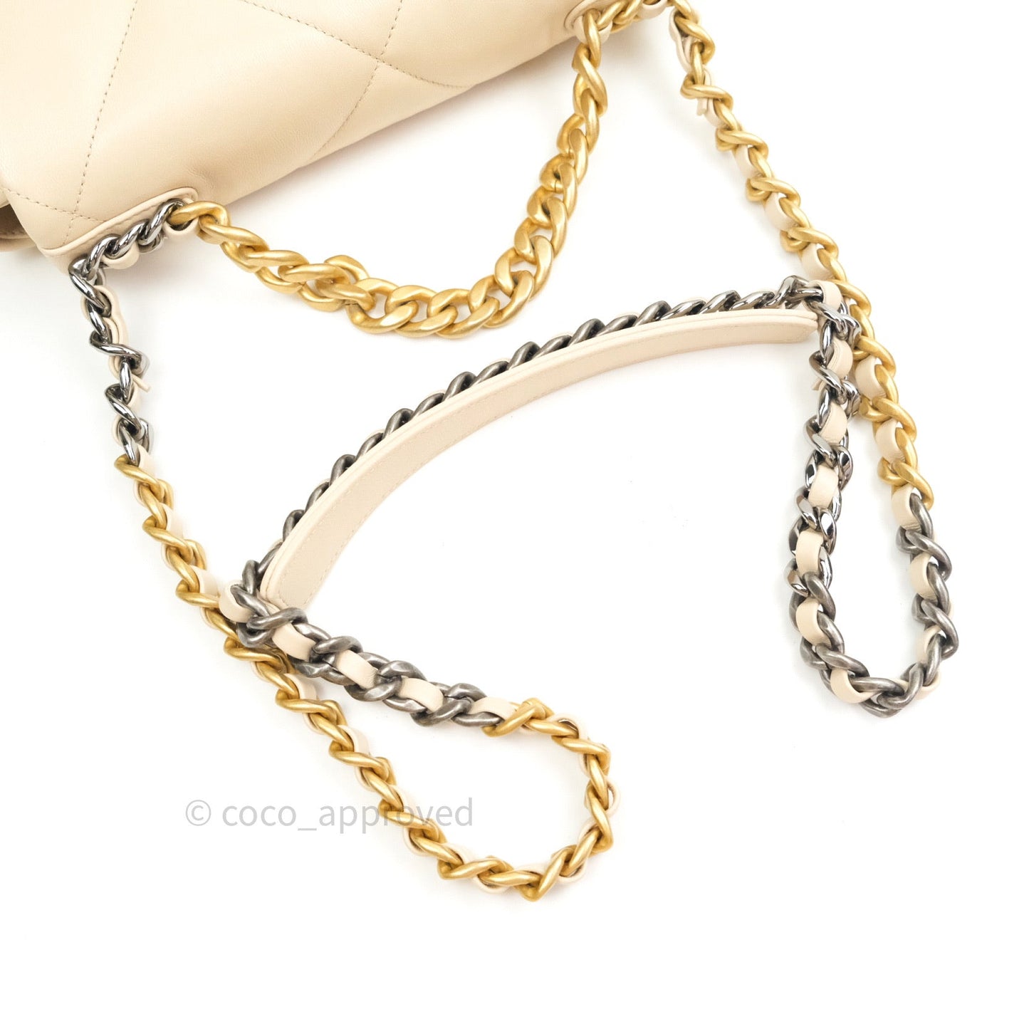 Chanel 19 Small Beige Goatskin Mixed Hardware
