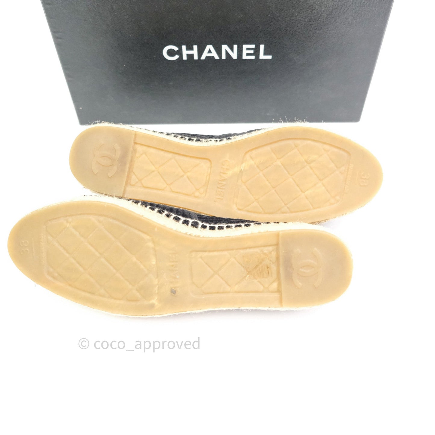 Chanel Espadrille Black Velvet Size 38
