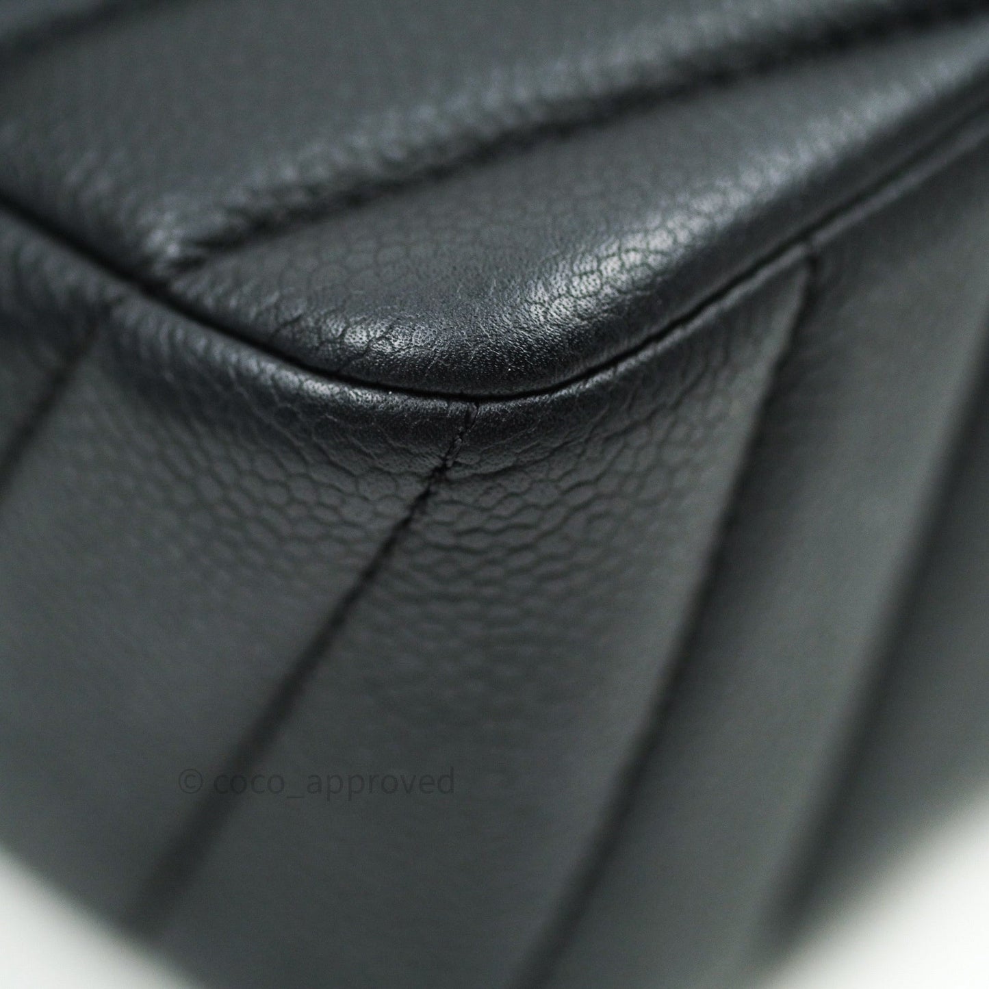 Chanel Medium Chevron Grained Calfskin Black Silver Hardware