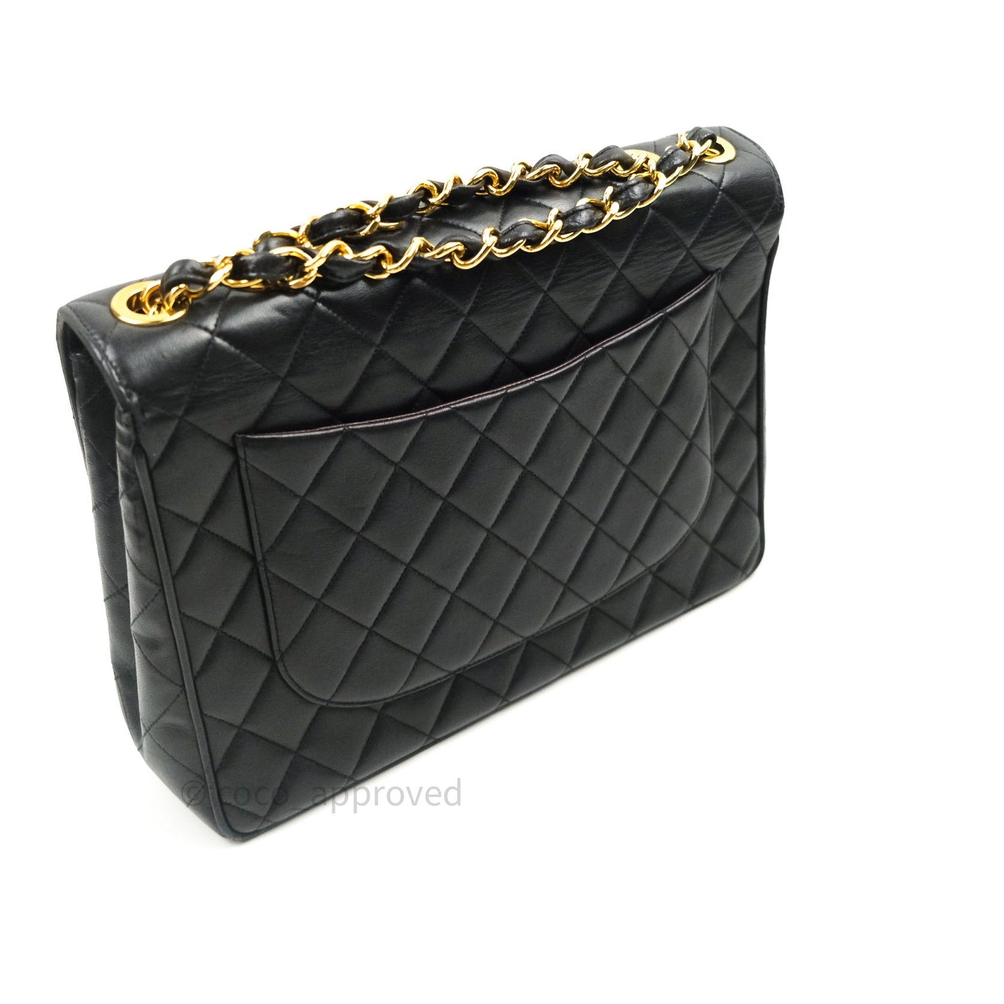 Chanel Vintage XL Jumbo Single Flap Black Lambskin 24K Gold Hardware