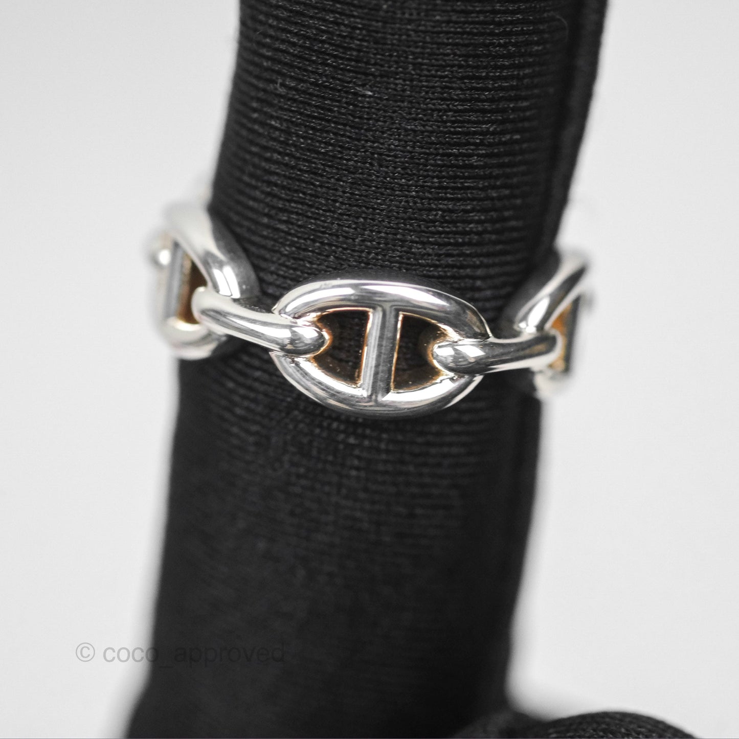 Hermès Sterling Silver PM Chaine d'Ancre Enchainee Band Ring SIze 53