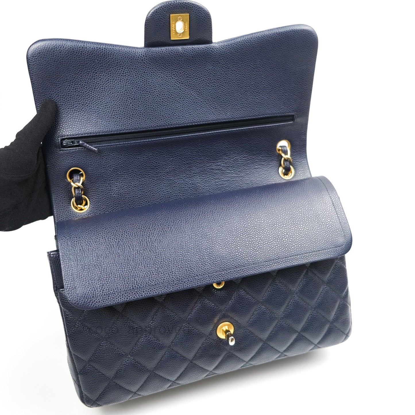 Chanel Jumbo Double Flap Navy Caviar Gold Hardware⁣⁣