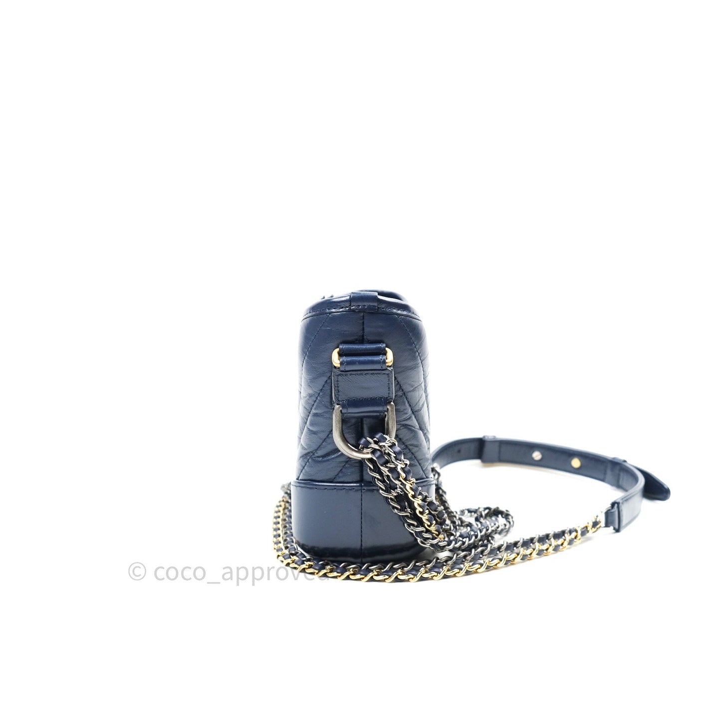 Chanel Chevron Small Gabrielle Hobo Navy Aged Calfskin Mixed Hardware