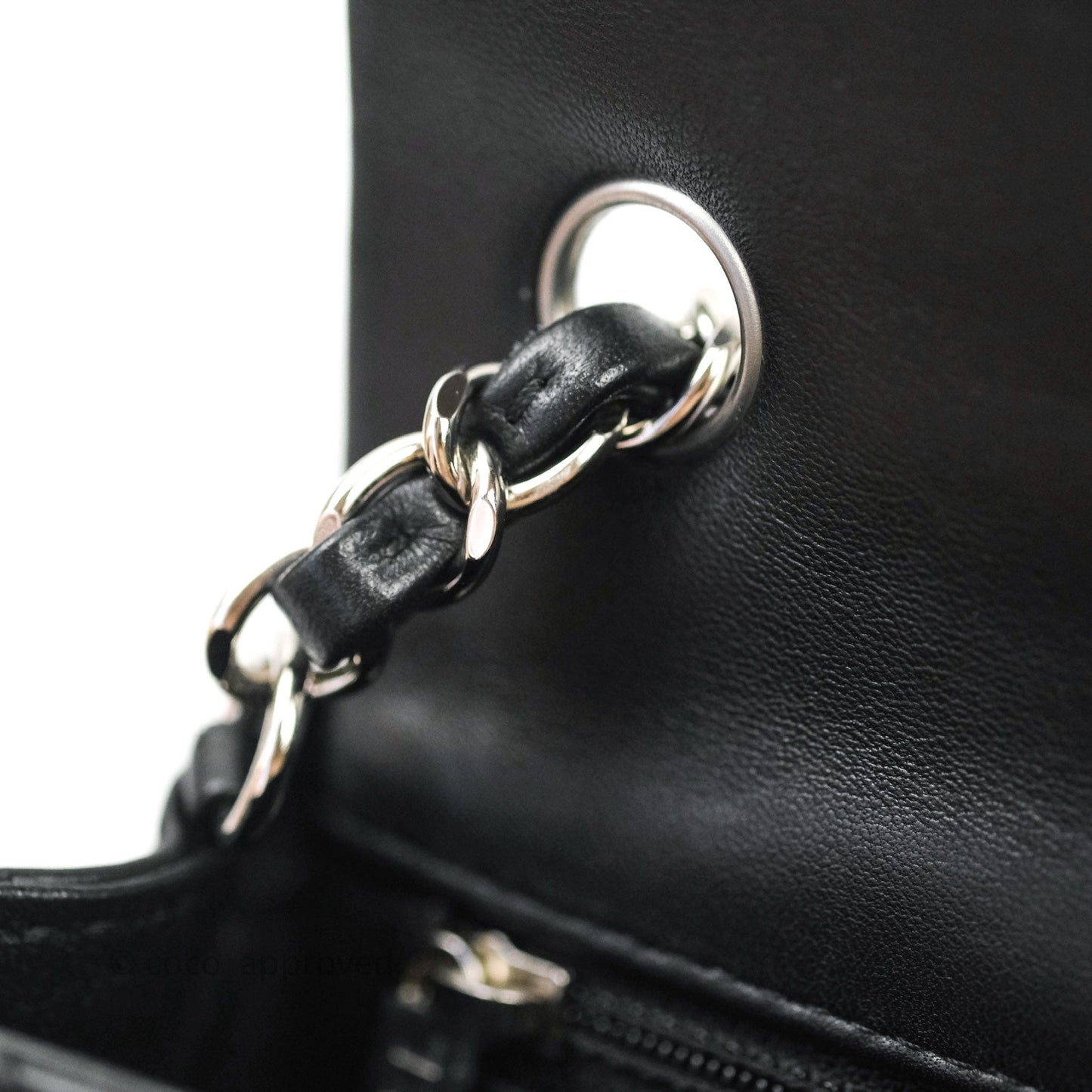 Chanel Quilted Mini Rectangular Black Lambskin Silver Hardware