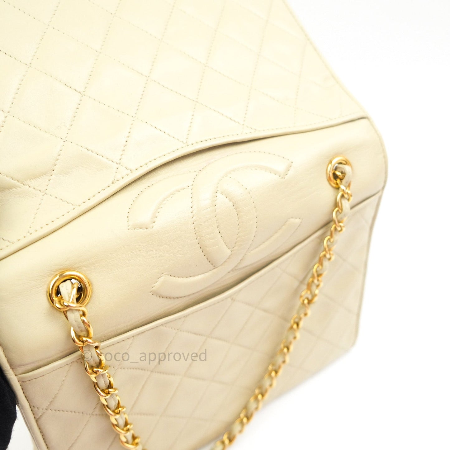 Chanel Vintage Flap Small in Cream Lambskin 24K Gold Hardware