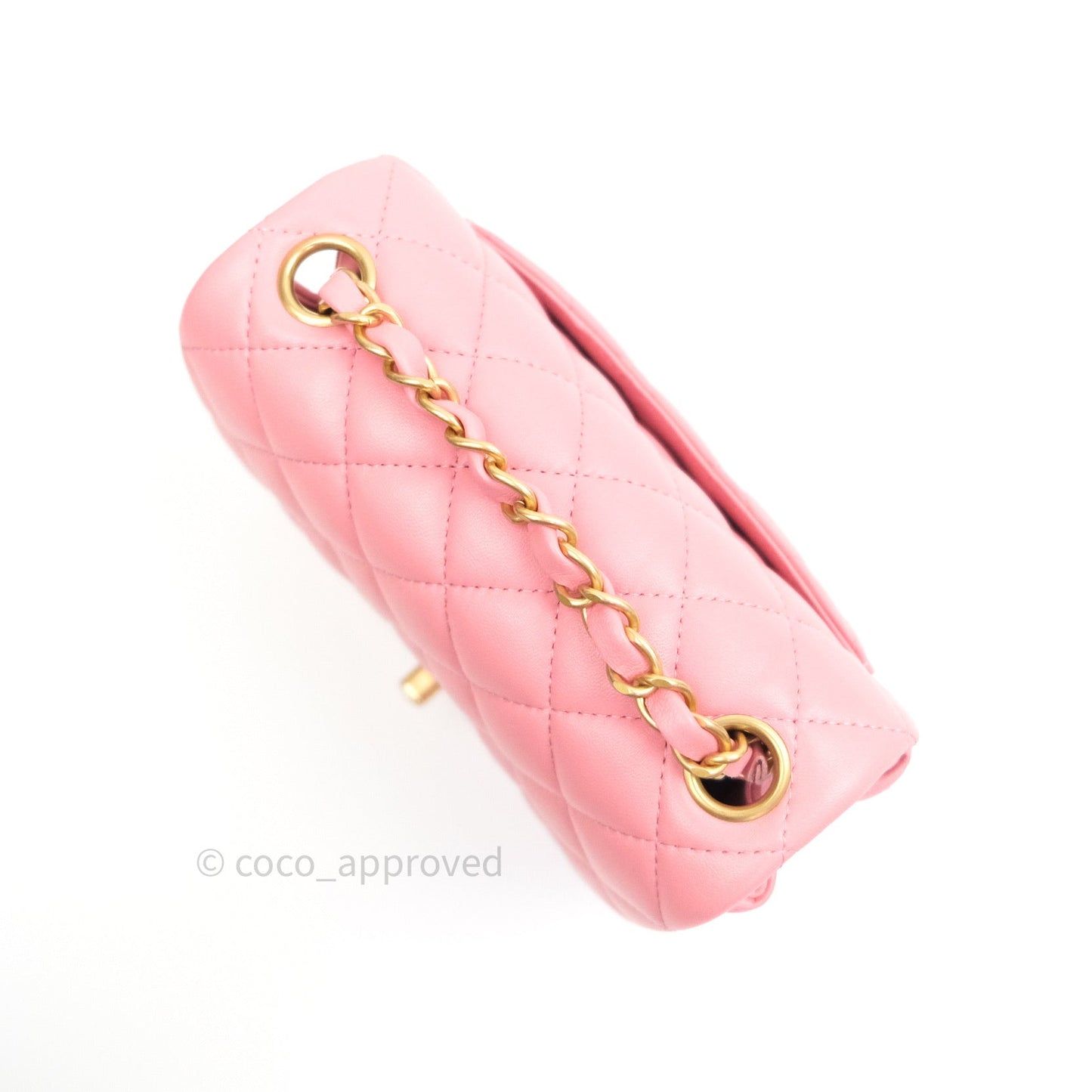 Chanel Mini Square Pink Quilted Lambskin Gold Hardware