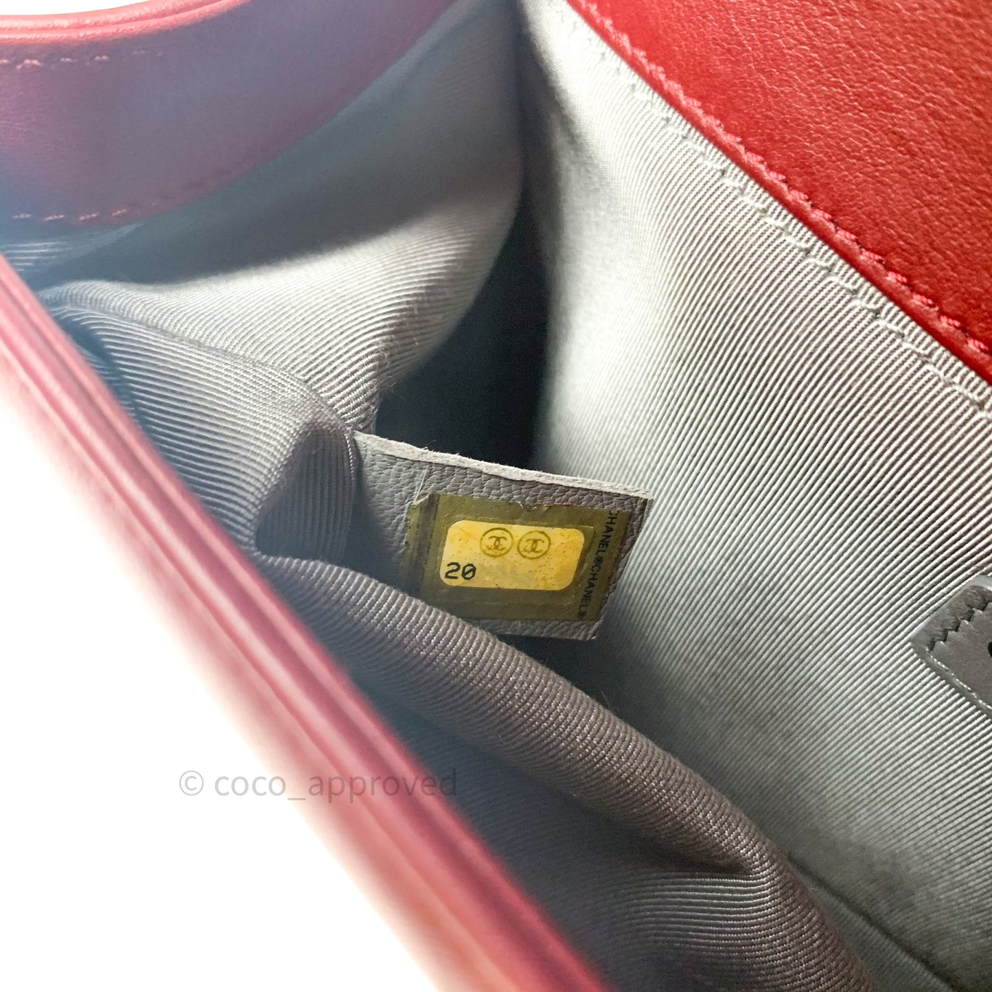 Chanel Boy Chevron Medium Red Calfskin Ruthenium Hardware