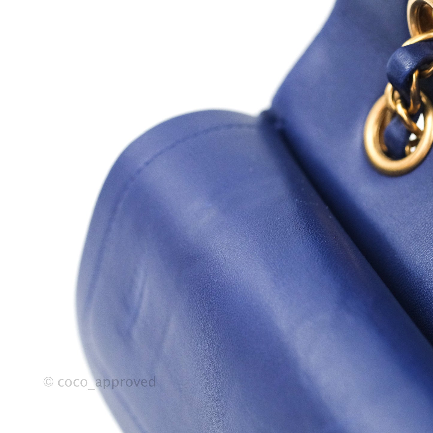 Chanel Classic Chevron M/L Medium Flap Blue Lambskin Gold Hardware