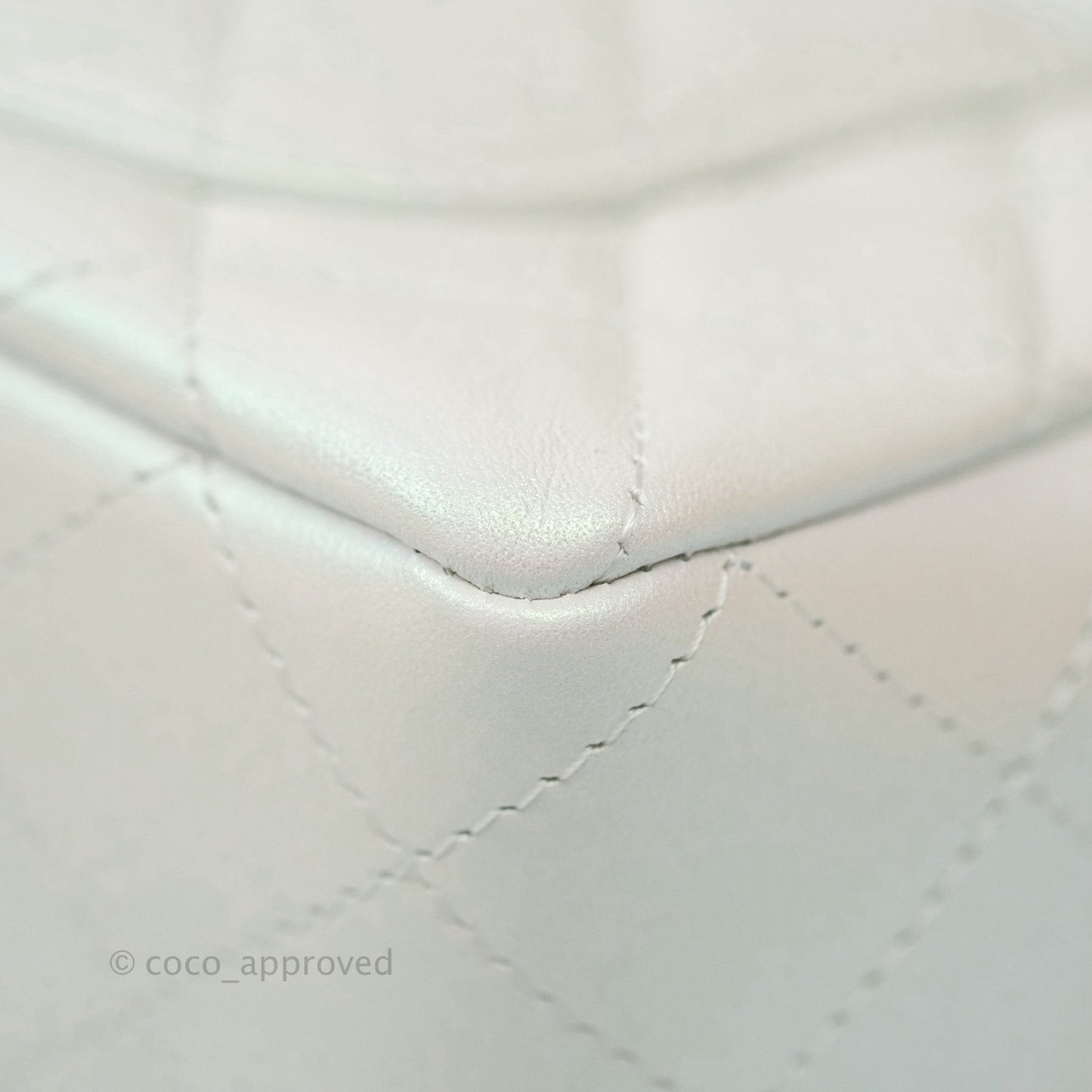 Chanel Quilted Mini Rectangular Lambskin Iridescent White Gold Hardware
