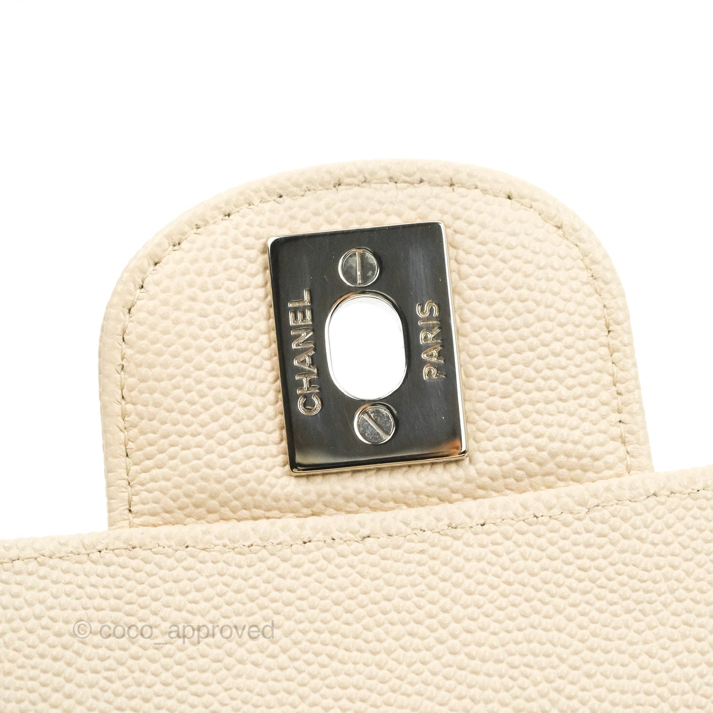 Chanel Quilted Mini Rectangular Ivory Caviar Silver Hardware