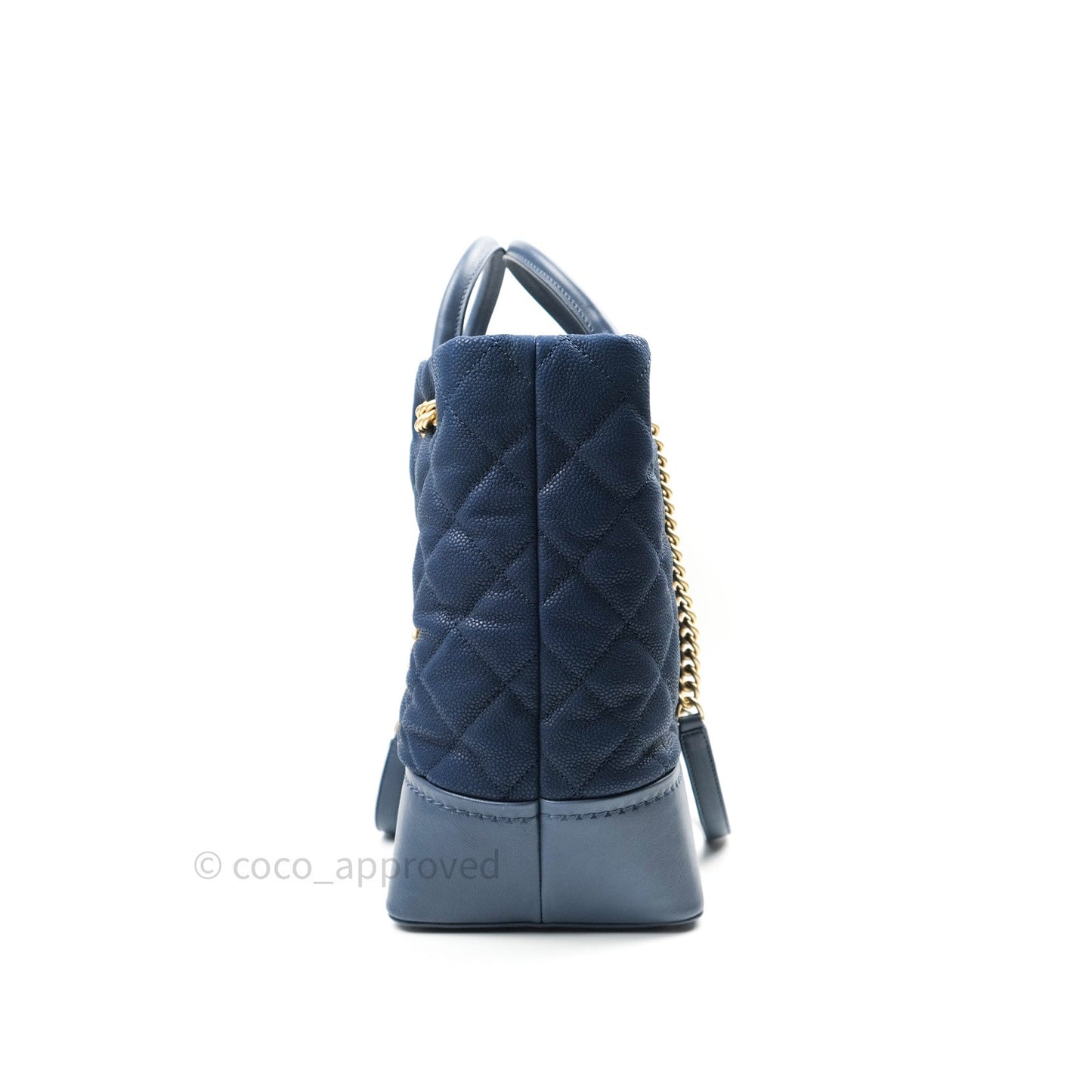 Chanel Iridescent Caviar Quilted Globe Trotter Shopping Tote Blue