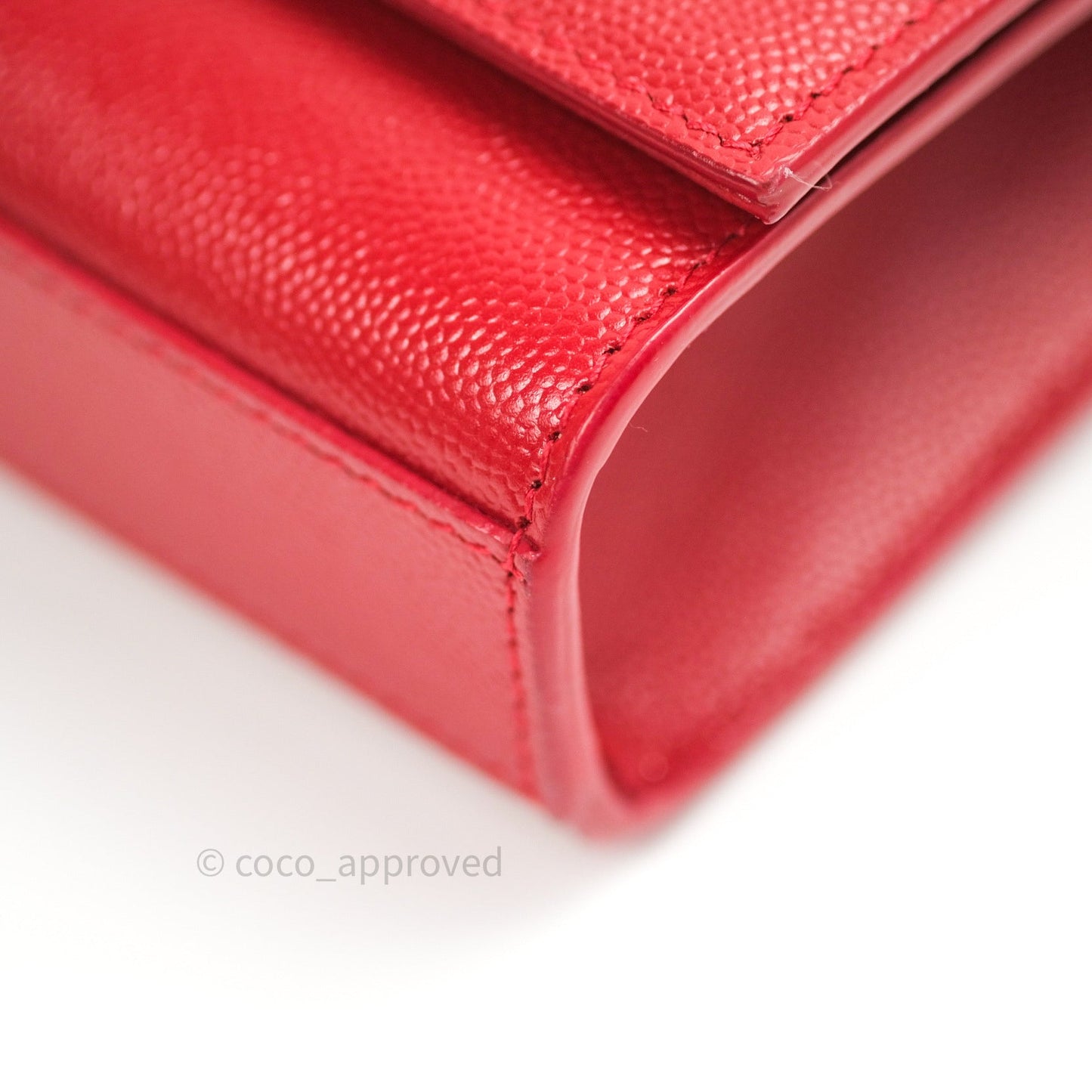 Saint Laurent Grained Calfskin Small Classic Monogram Kate Tassel Satchel Red