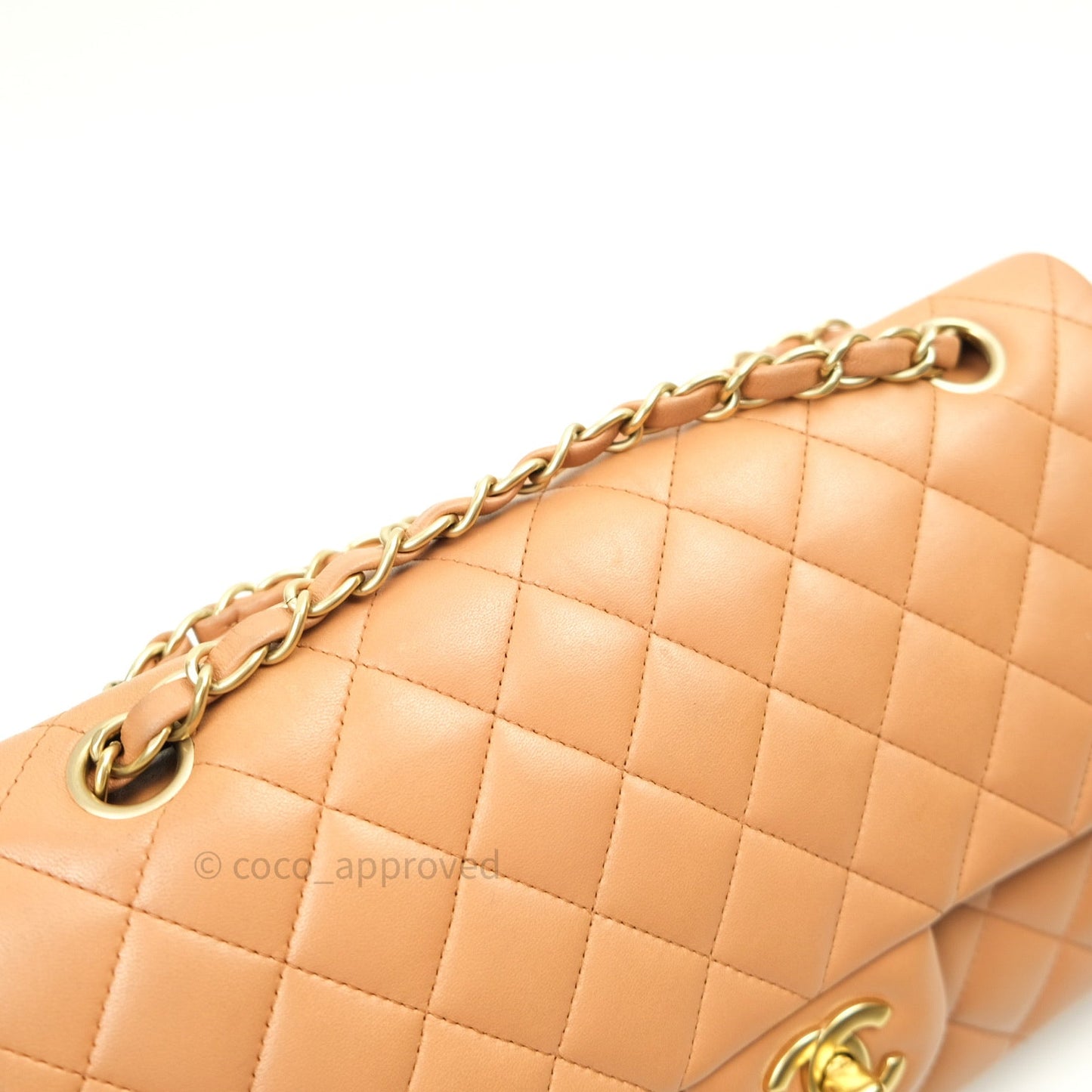 Chanel Classic M/L Beige Lambskin Gold Hardware