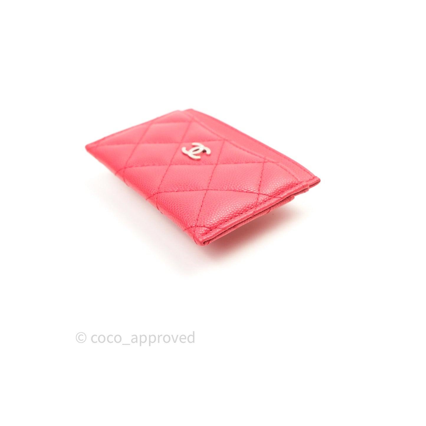 Chanel Quilted Classic Pink Caviar Silver Hardware Flat Card Holder