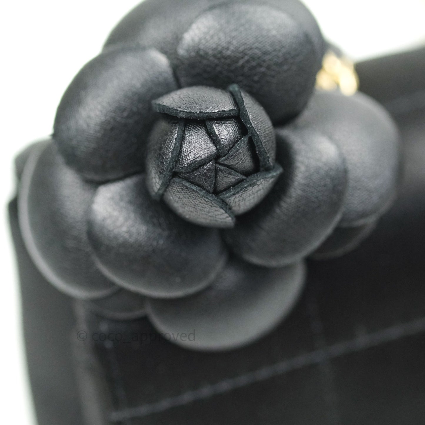 Chanel Satin Camellia Mini Flap Black Gold Hardware