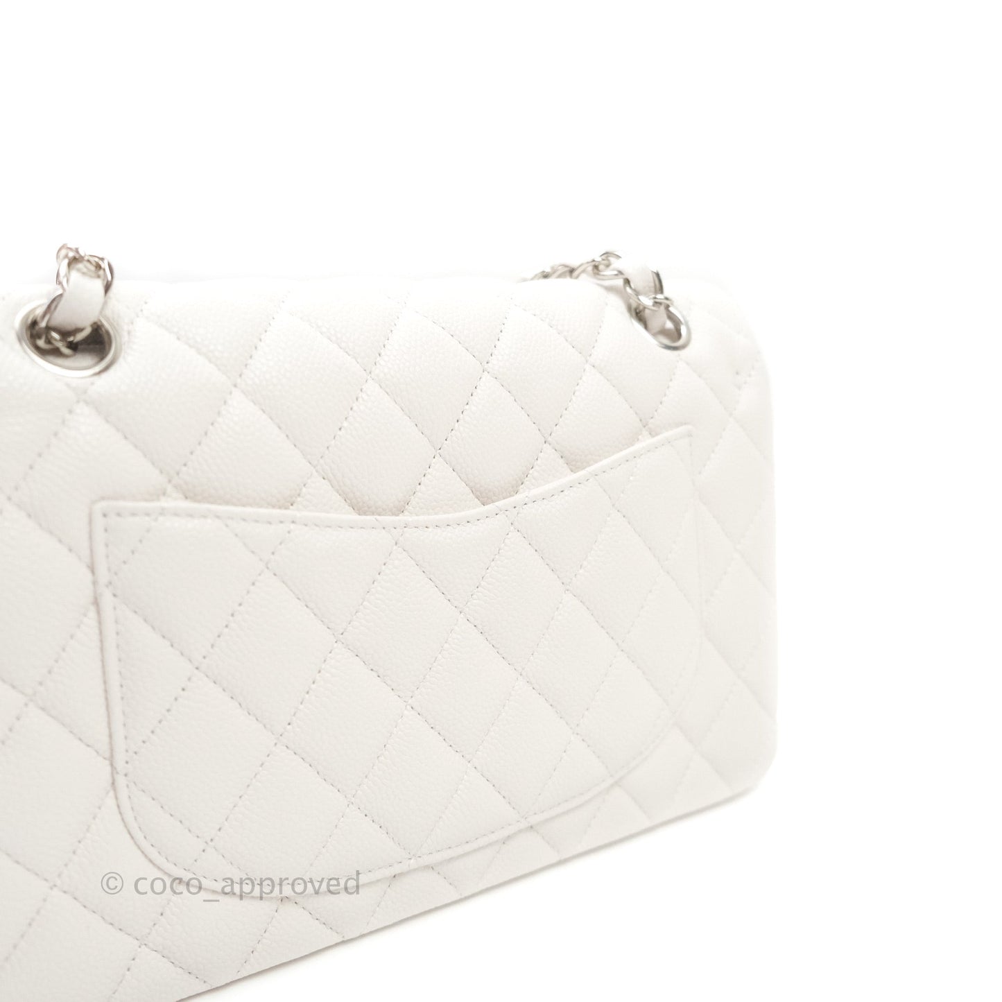 Chanel Classic Small S/M Flap White Caviar Silver Hardware
