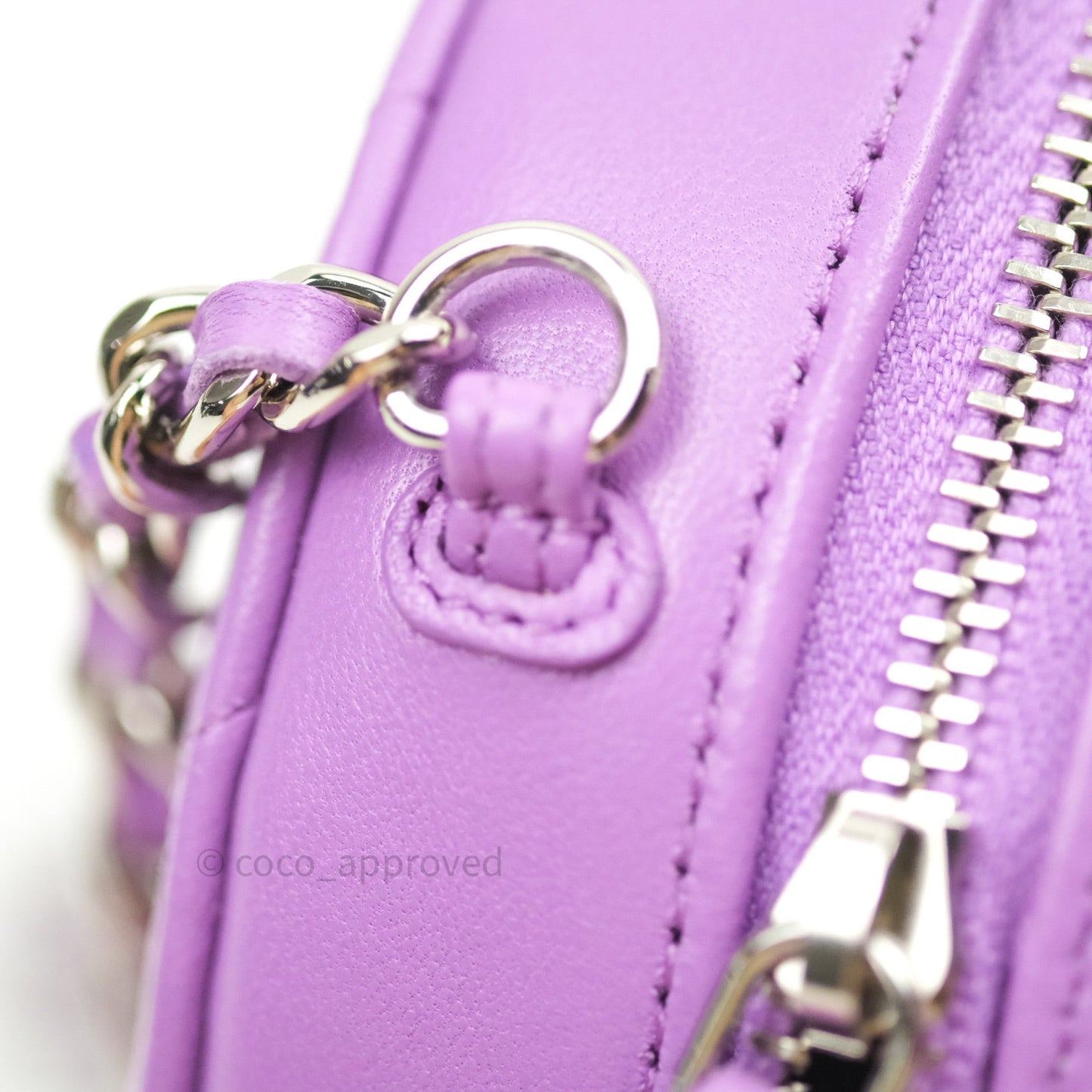 Chanel Round Circle Bag Purple Silver Hardware