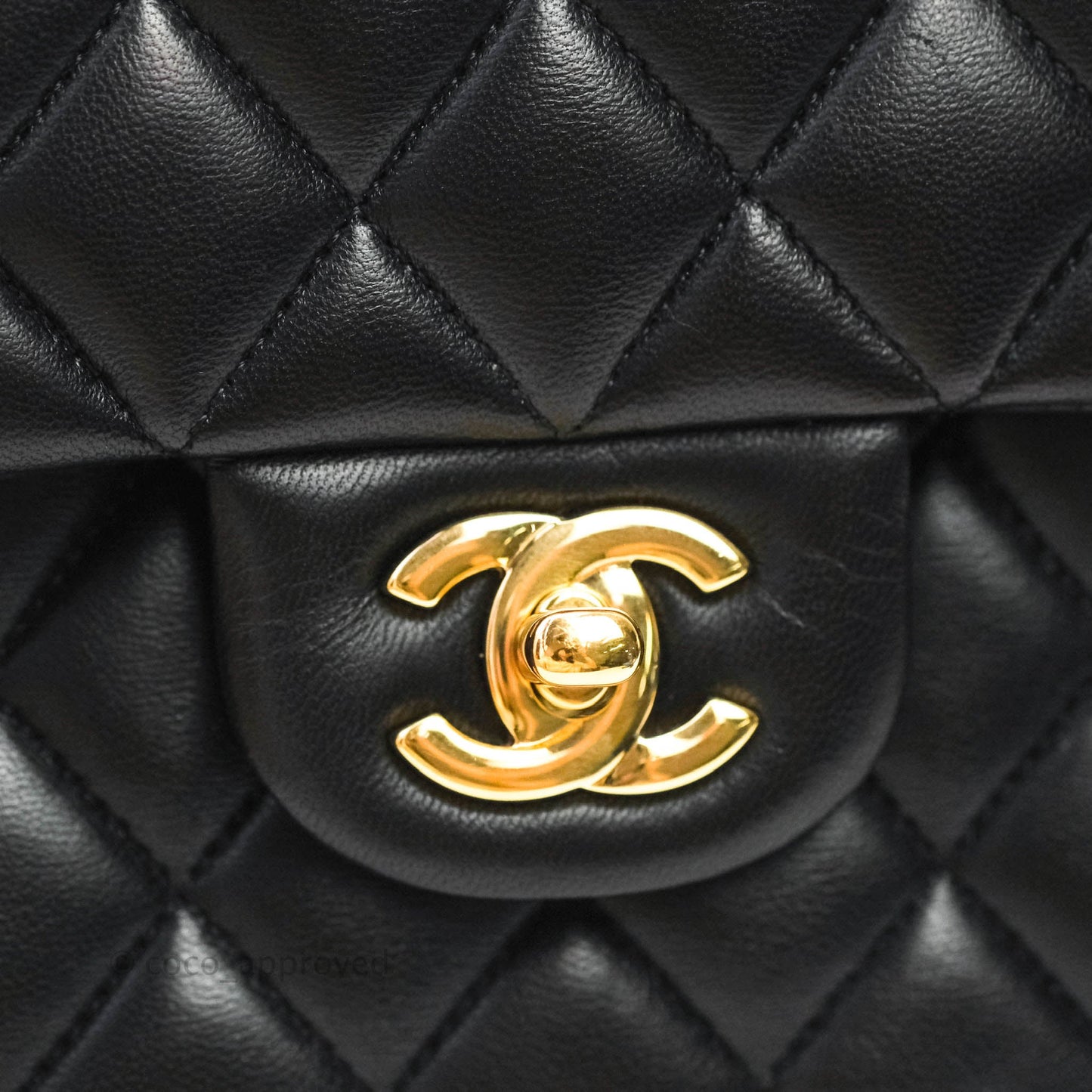 Chanel Classic M/L Medium Double Flap Bag Black Lambskin Gold Hardware