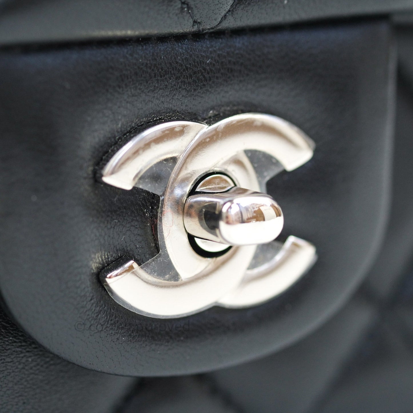 Chanel Quilted Mini Rectangular Black Lambskin Silver Hardware