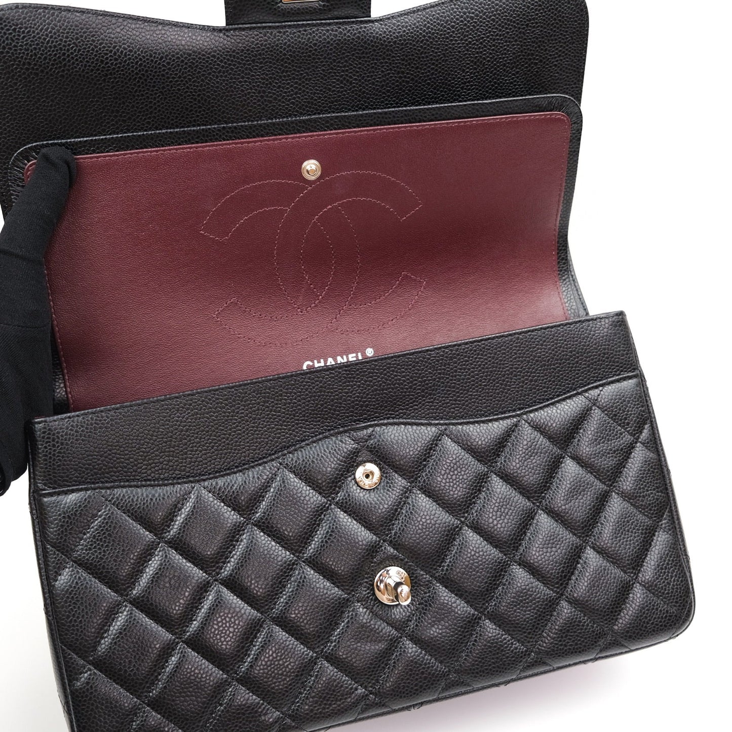 Chanel Jumbo Double Flap Black Caviar Silver Hardware⁣⁣