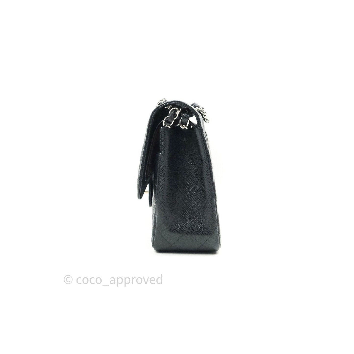 Chanel Classic Jumbo Double Flap Black Quilted Caviar Silver Hardware⁣⁣