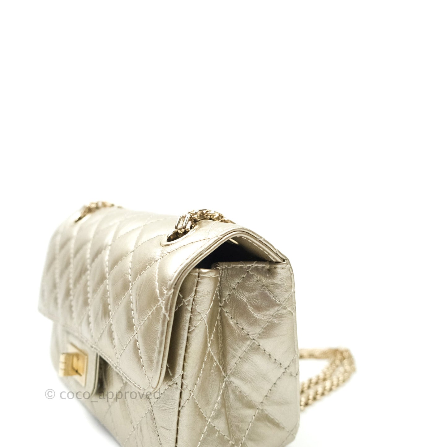Chanel Mini Reissue 224 Metallic Light Gold Aged Calfskin Gold Hardware