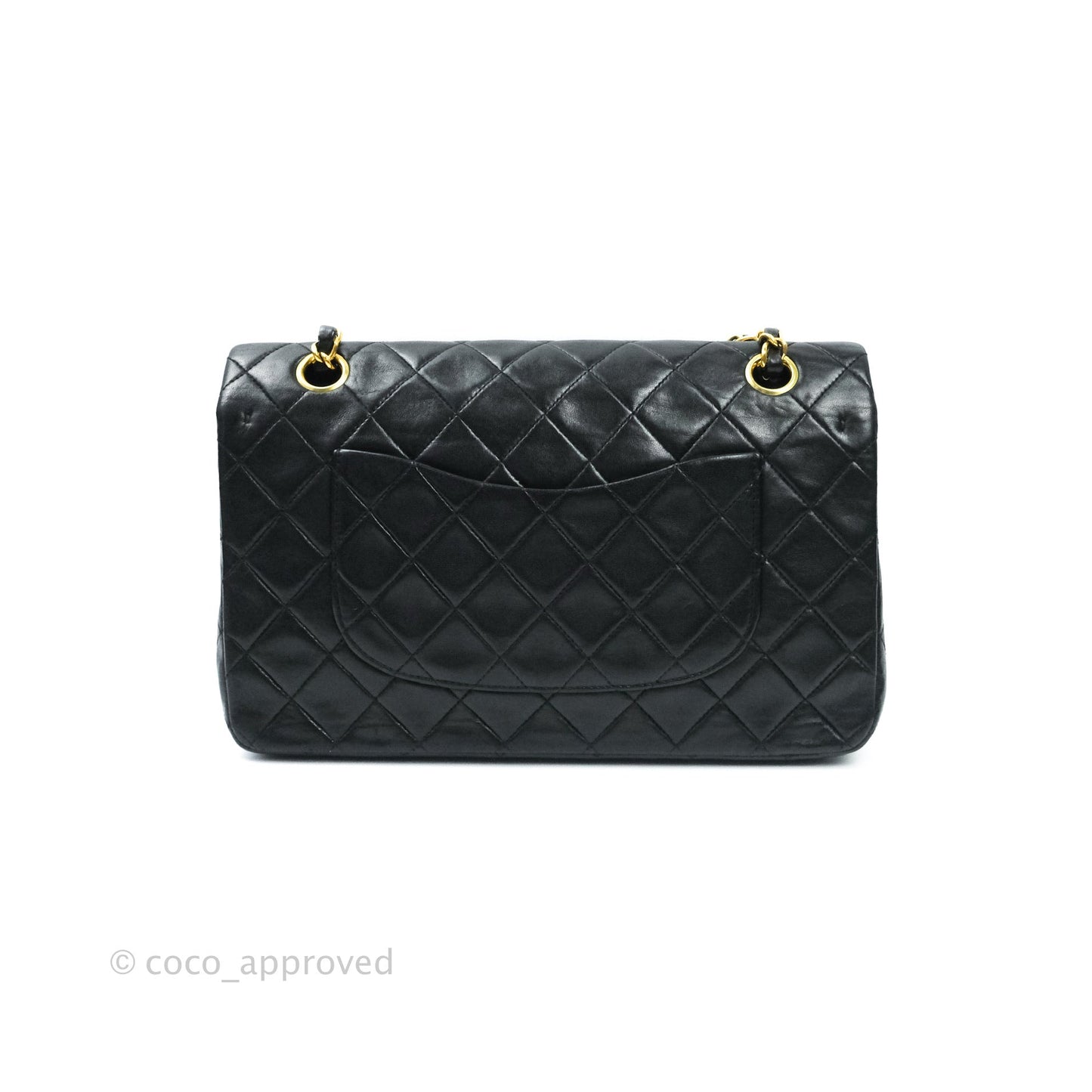 Chanel Vintage M/L Medium Double Flap Bag Black Lambskin 24K Gold Hardware