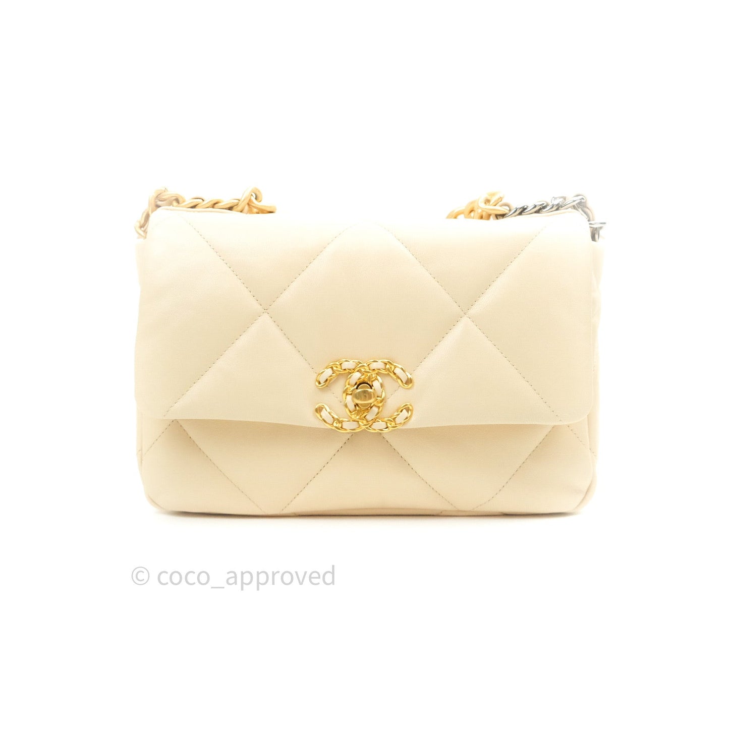 Chanel 19 Small Beige Goatskin Mixed Hardware