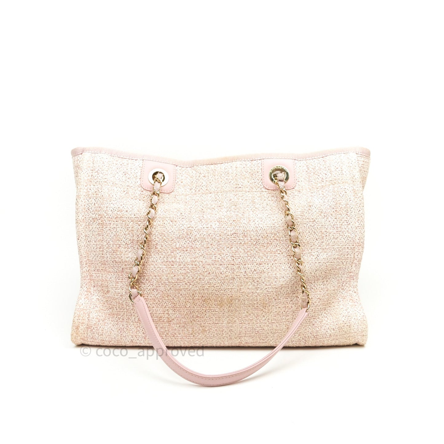 Chanel Canvas Deauville Medium Tote Pink Glittering 19C