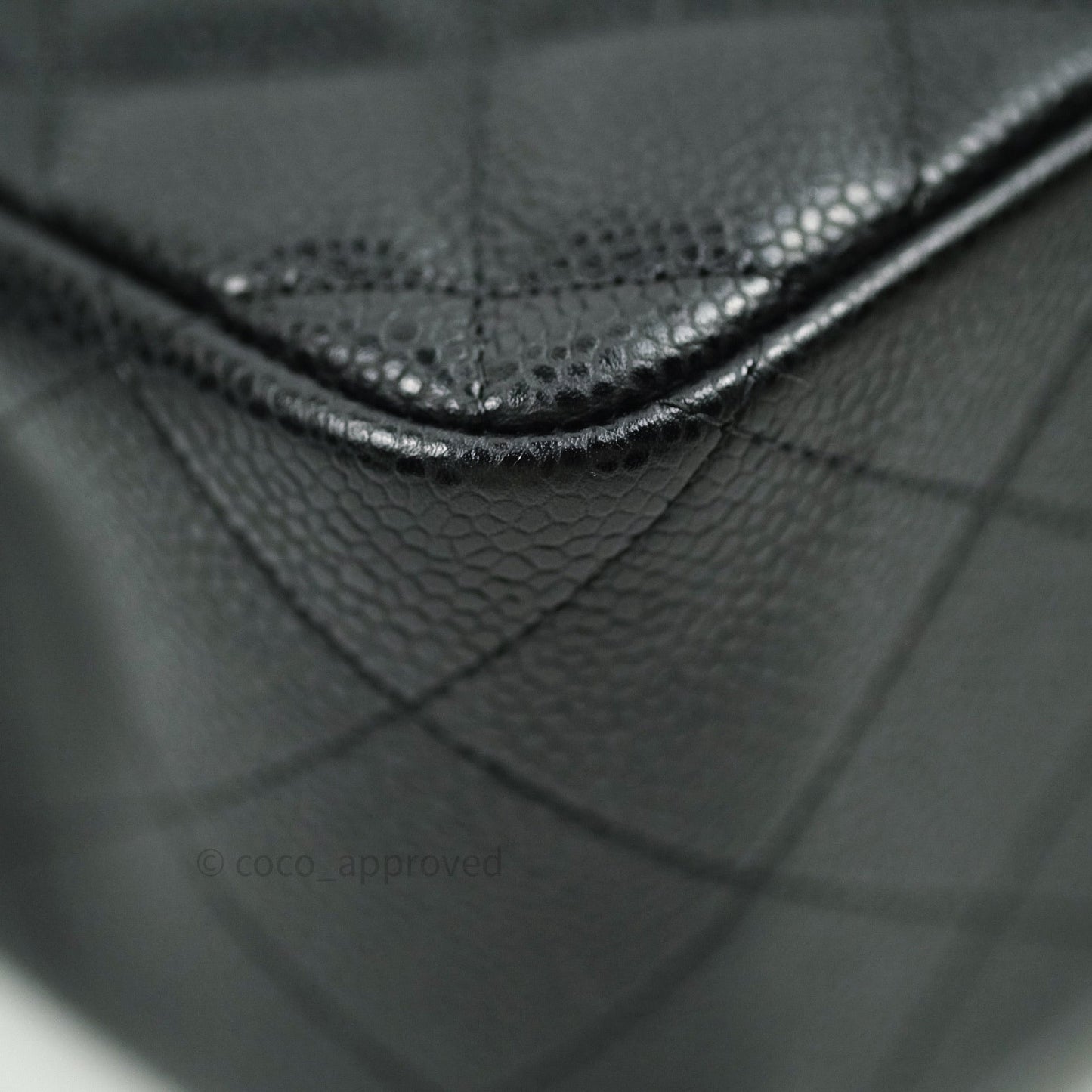 Chanel Classic Jumbo Double Flap Black Quilted Caviar Silver Hardware⁣⁣